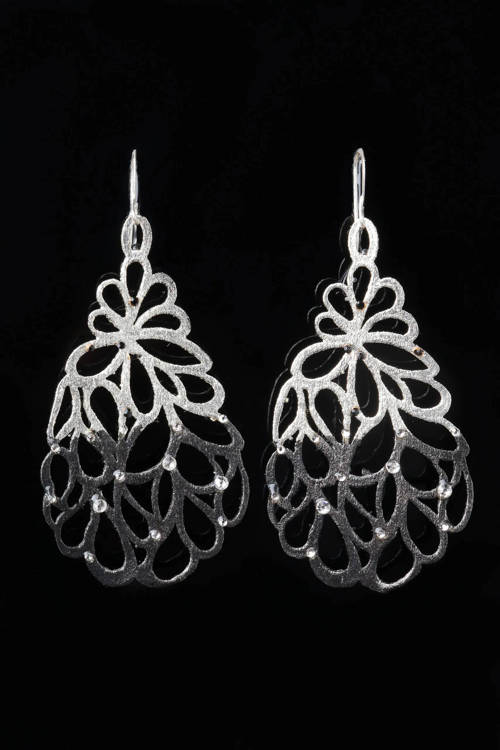 Handmade Jewellery | Leafs rhodium plated bronze earrings gallery 1