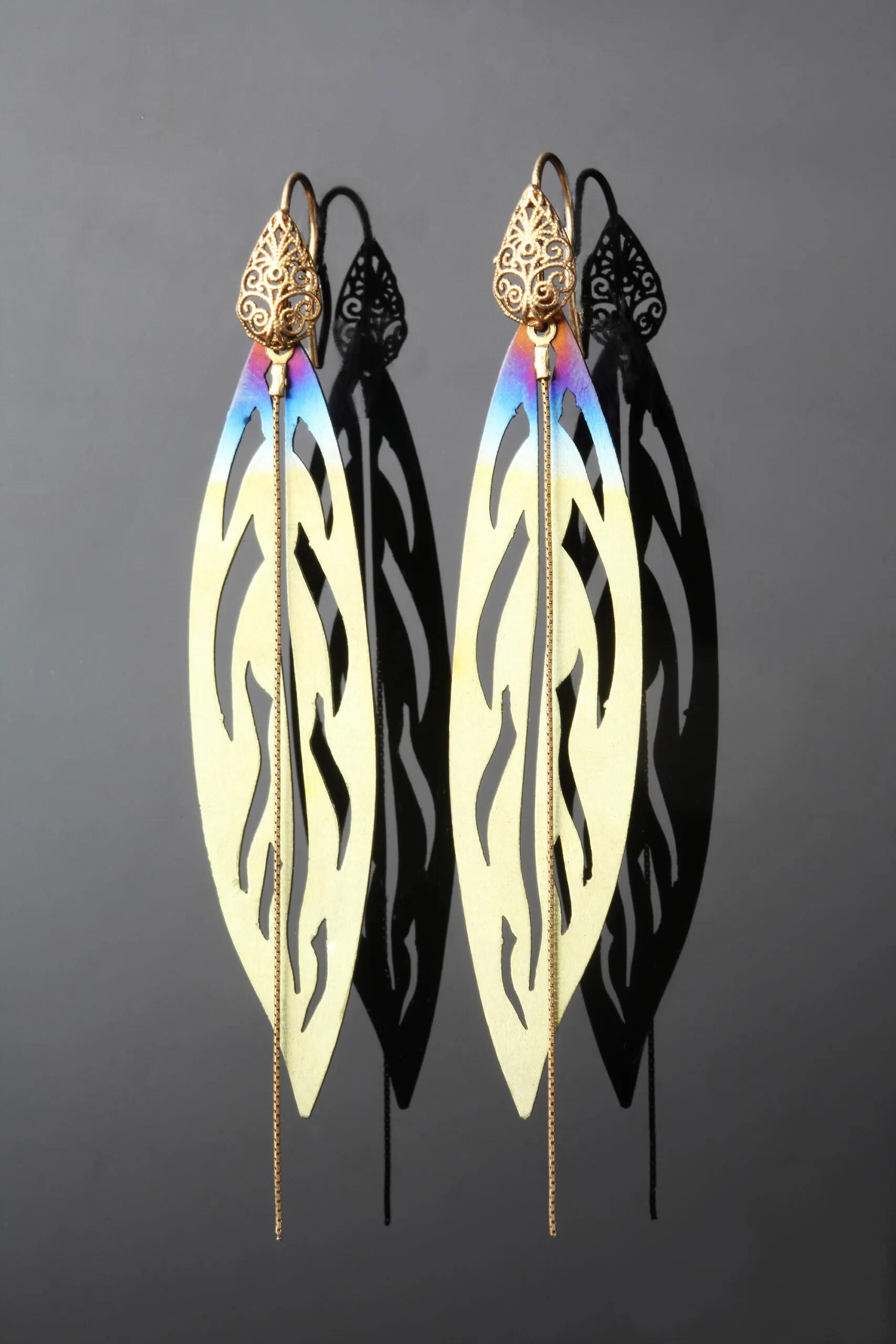 Handmade Jewellery | Titanium and gold plated silver earrings gallery 1