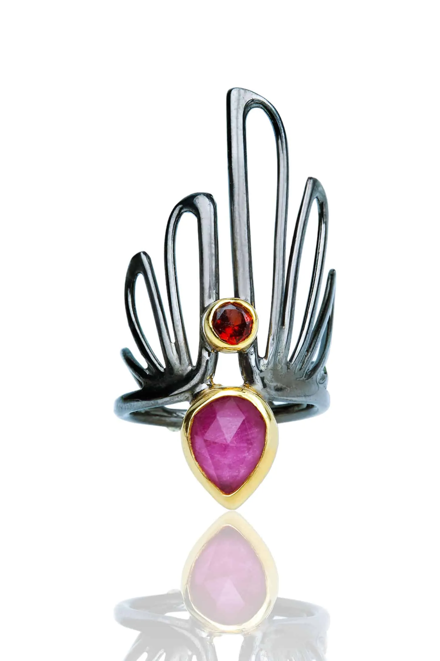 Handmade Jewellery | Ruby black rhodium plated silver ring main