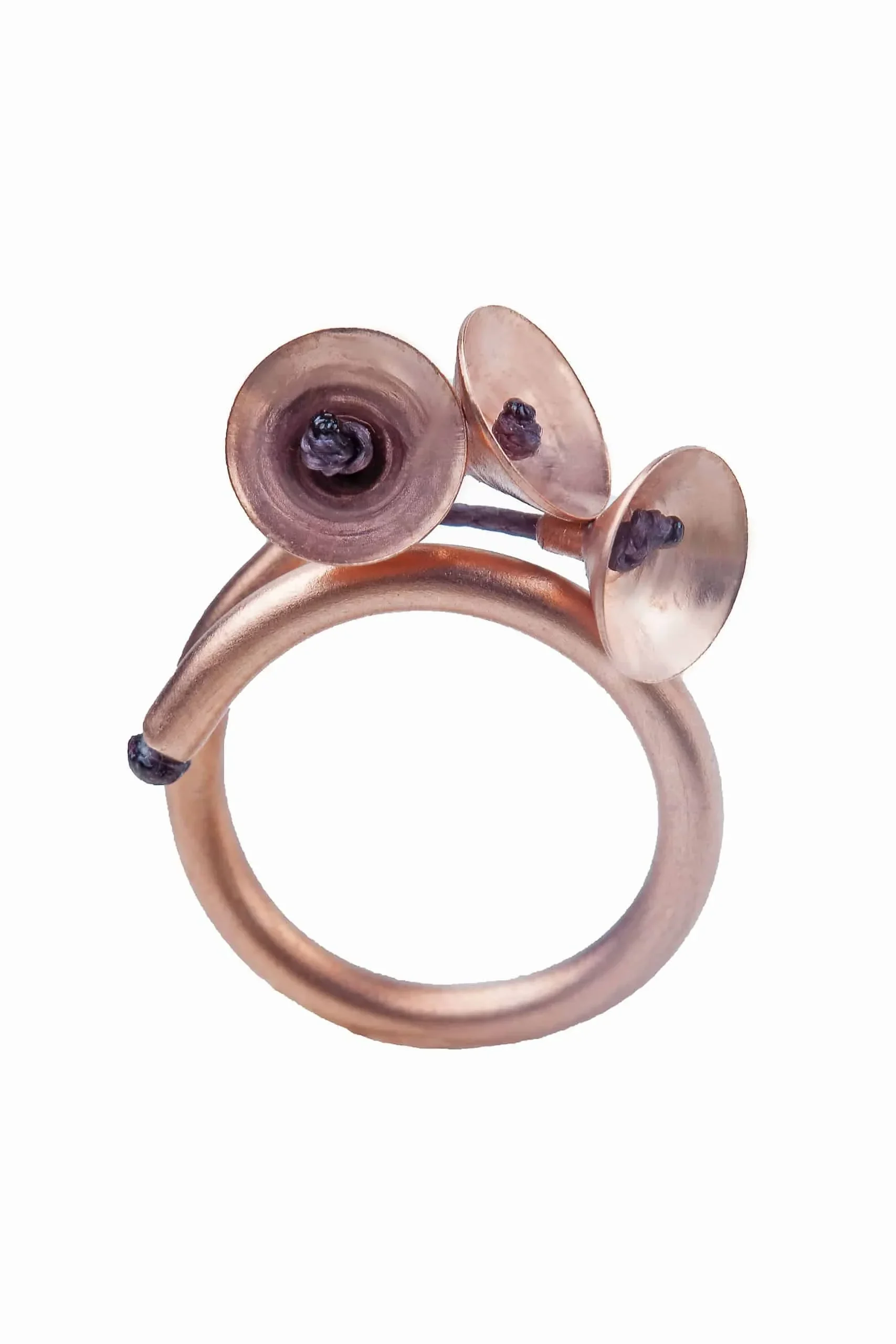 Handmade Jewellery | Minimal pink gold plated bronze adjustable ring gallery 1