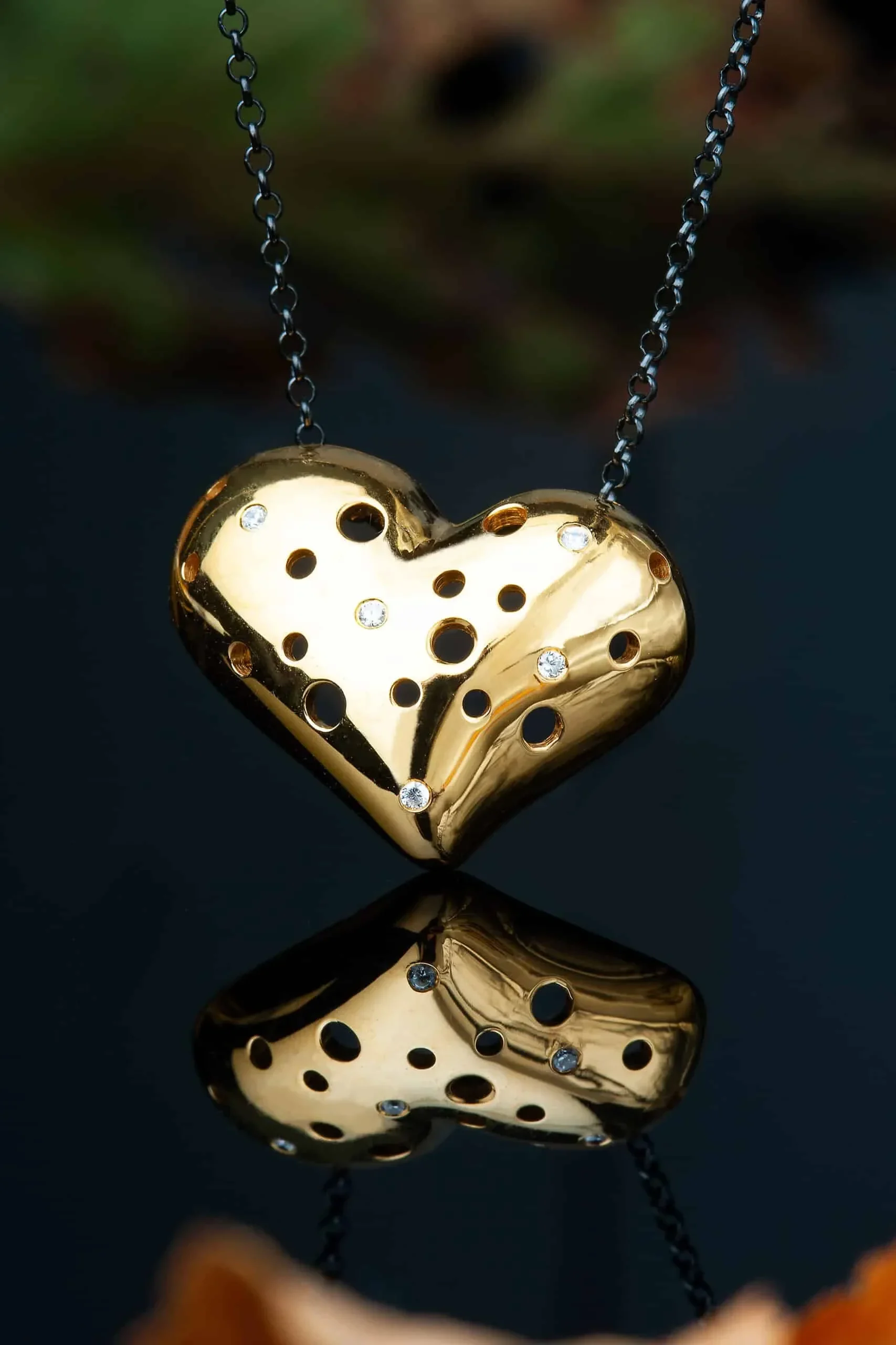 Handmade Jewellery | Heart gold plated silver necklace with zircon gallery 2