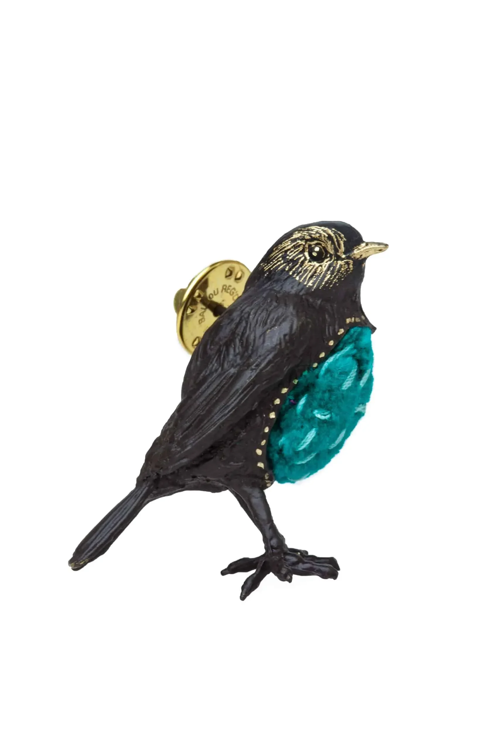 Handmade Jewellery | Sparrow bronze brooch with velvet main