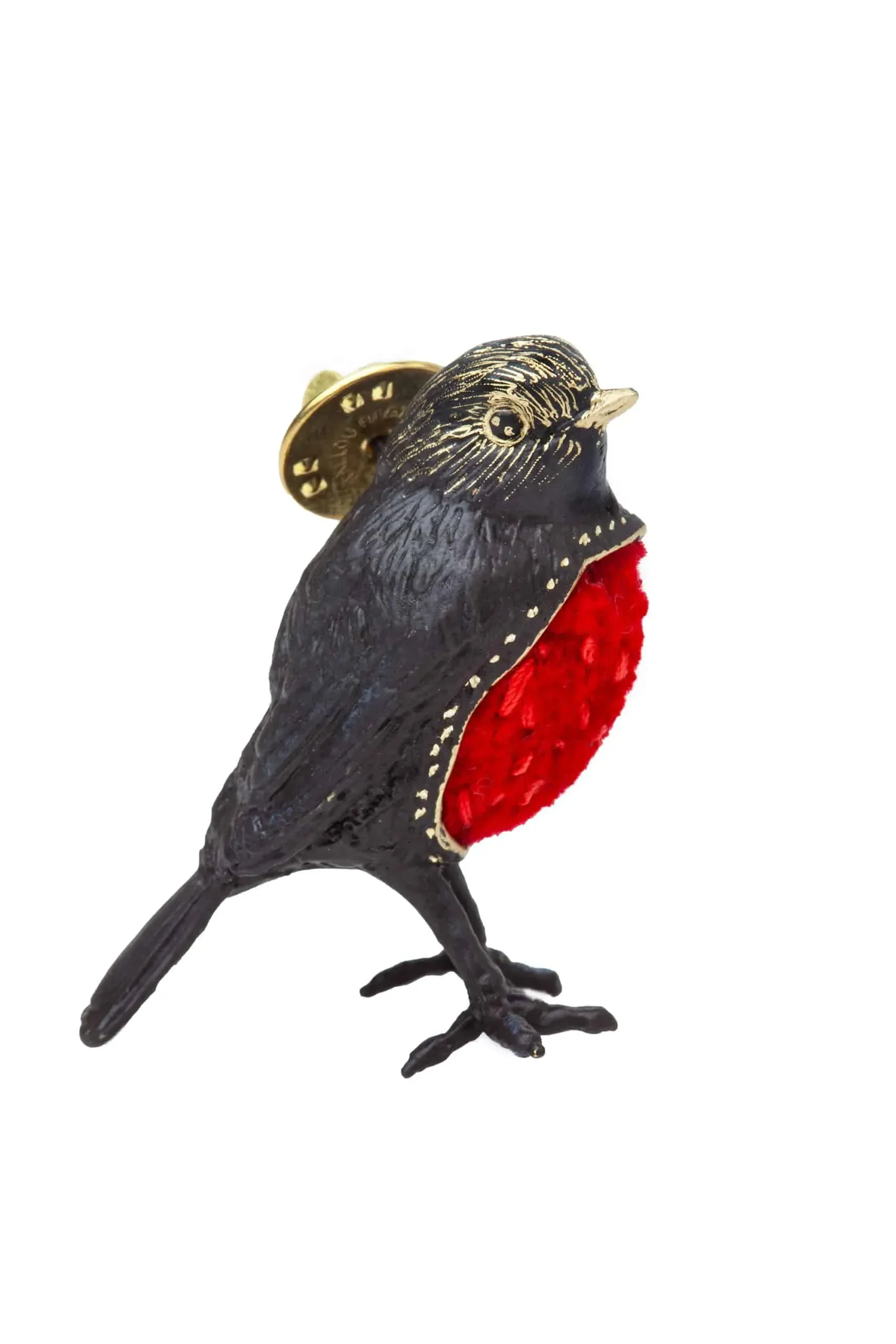 Handmade Jewellery | Sparrow bronze and velvet brooch main