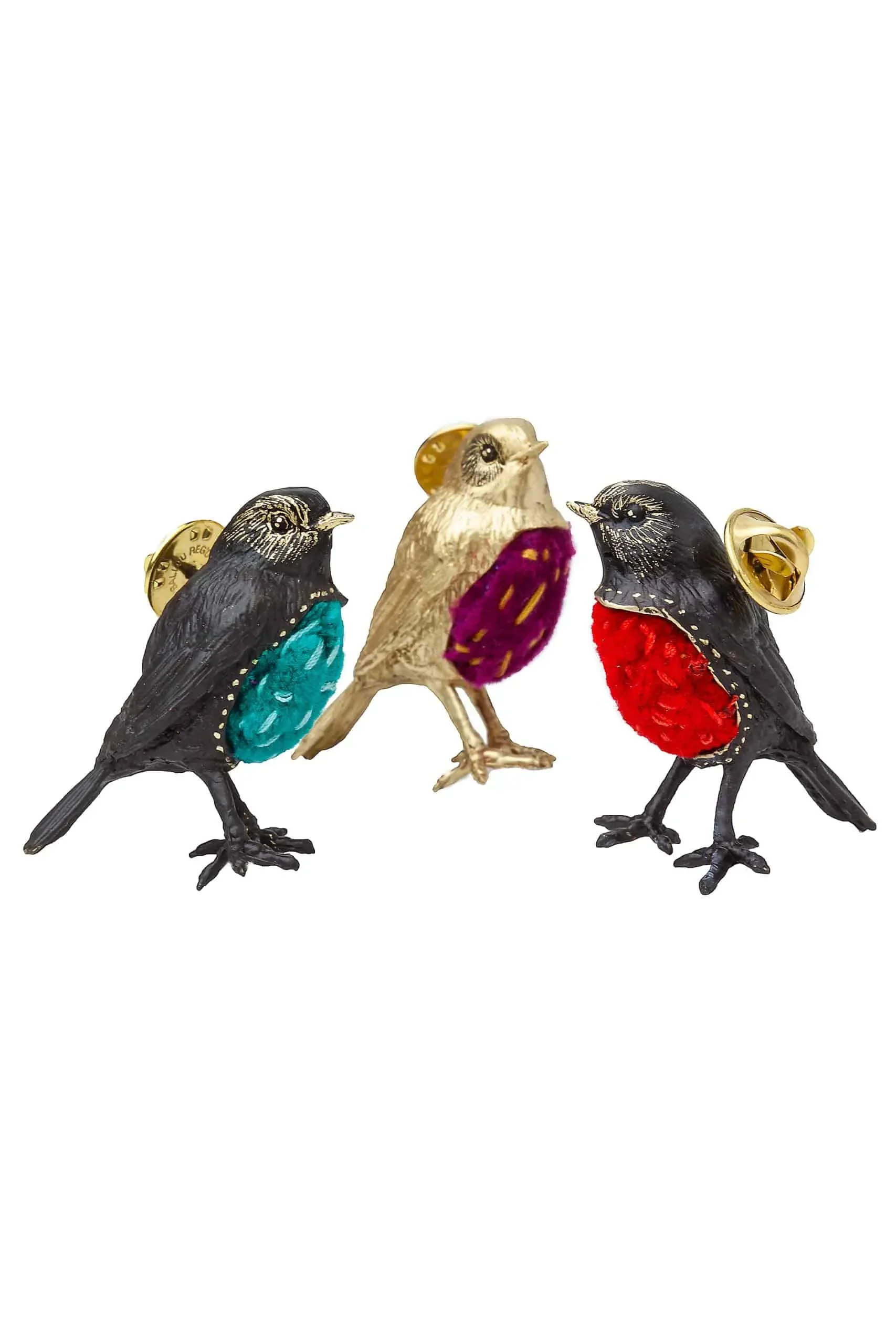 Handmade Jewellery | Sparrow bronze brooch with velvet gallery 2