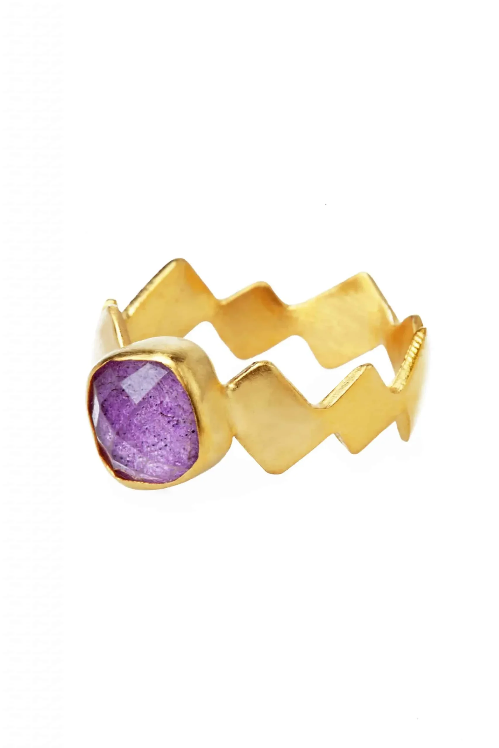 Handmade Jewellery | Ruby geometric gold plated silver ring gallery 2