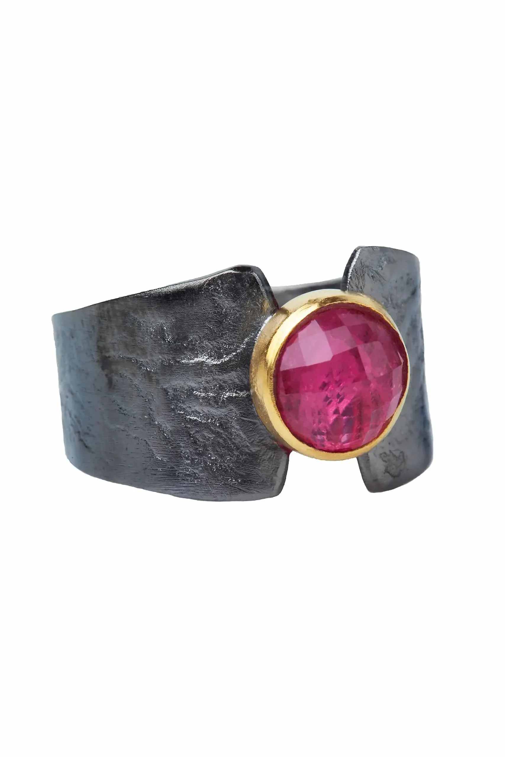 Handmade Jewellery | Ruby black plated silver ring gallery 3