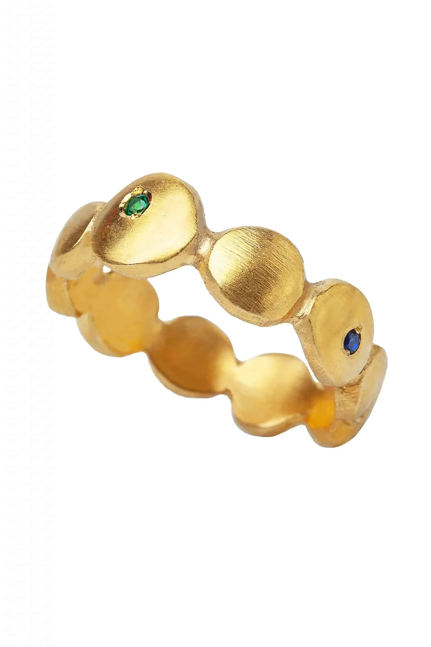 Bubble minimal geometric gold-plated silver ring with zircon