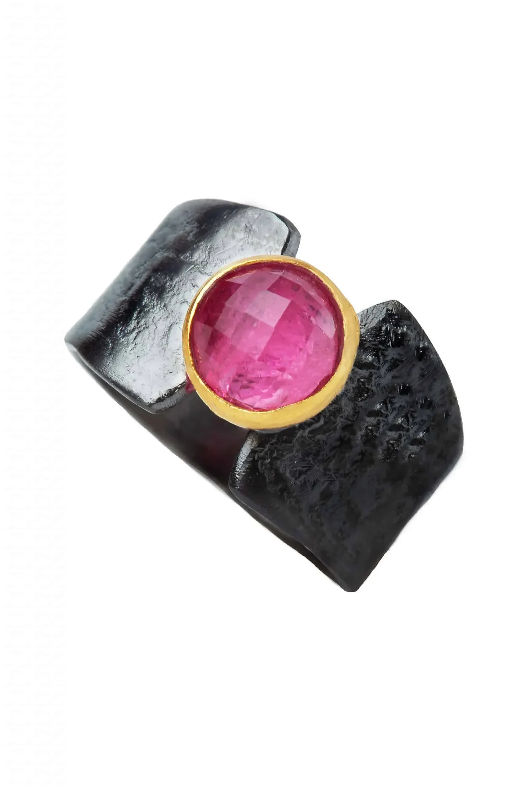 Handmade Jewellery | Ruby black plated silver ring main