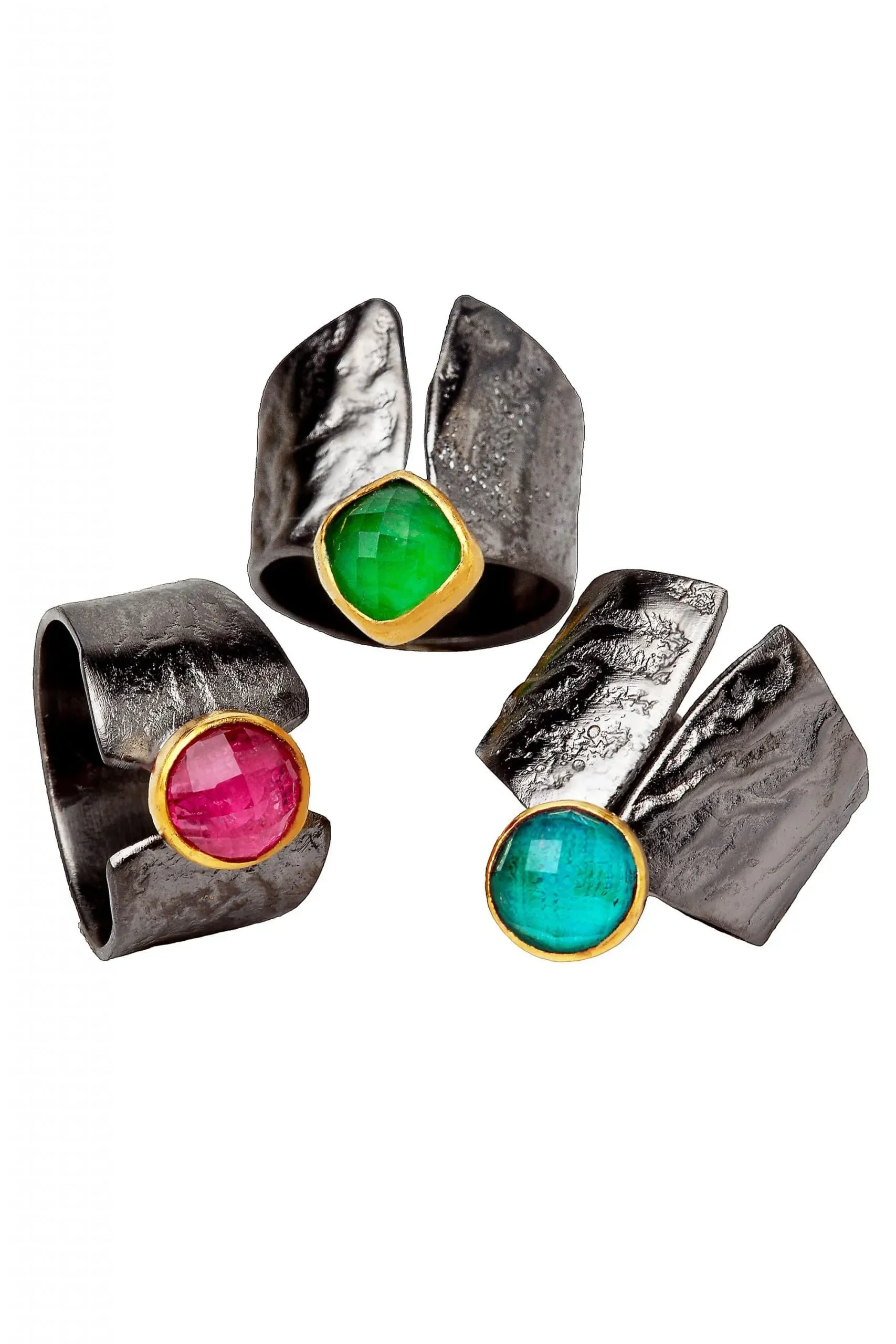 Handmade Jewellery | Chrysocolla black plated silver ring gallery 4