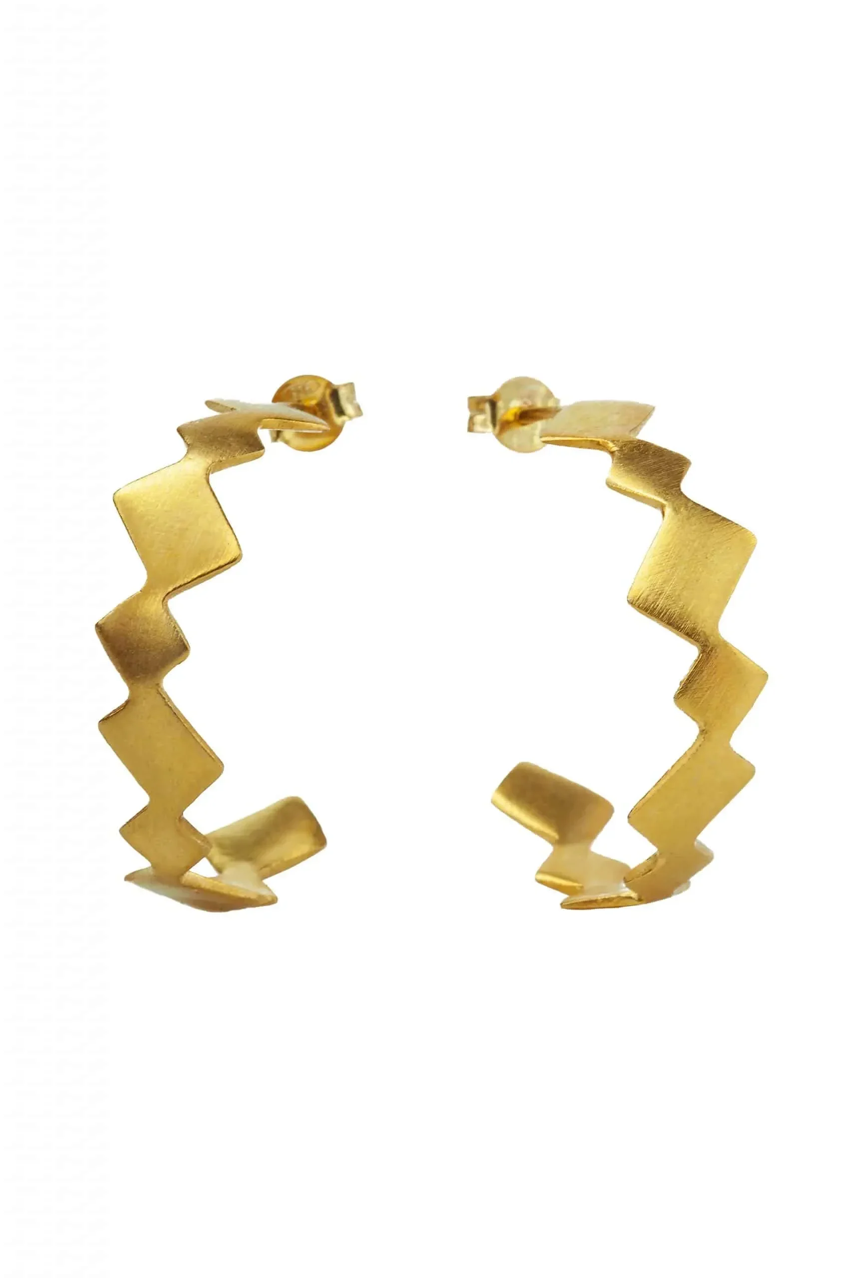 Handmade Jewellery | Geometric minimal handmade gold plated silver hoops gallery 2