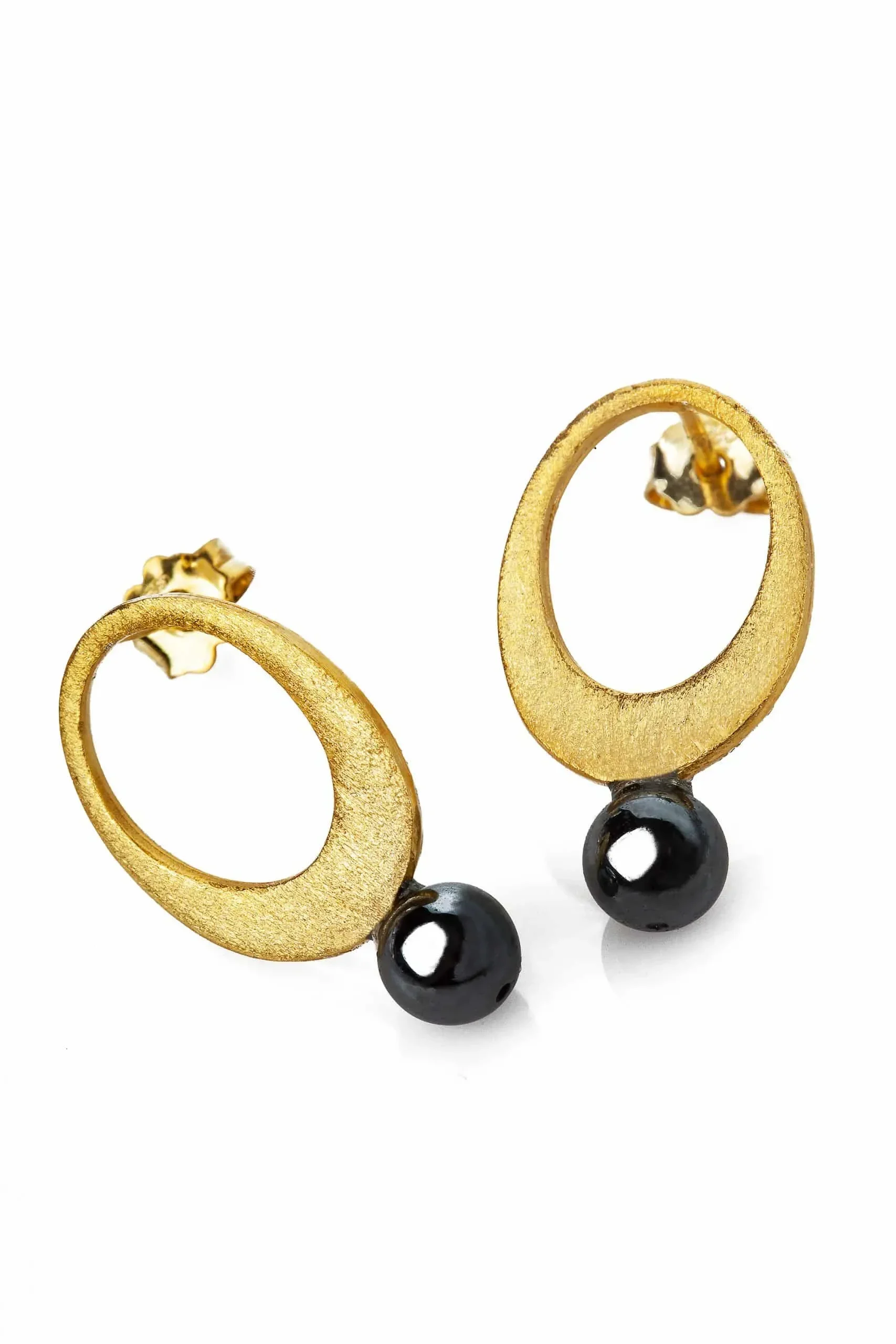 Handmade Jewellery | Oval gold plated silver earrings gallery 1