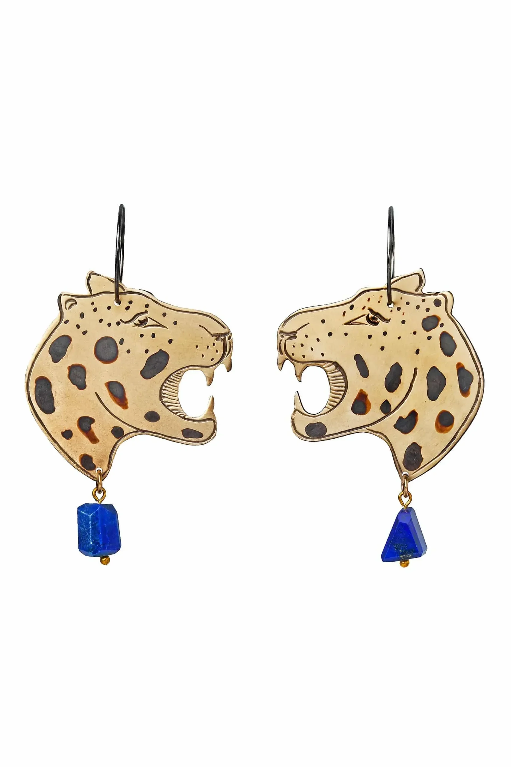 Handmade Jewellery | Leopard engraved silver and bronze earrings main