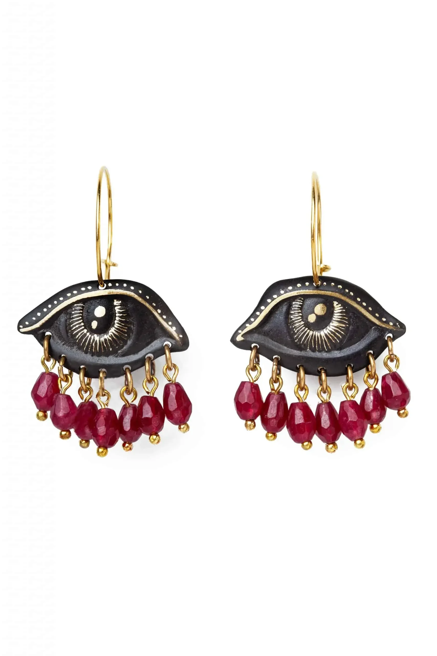 Handmade Jewellery | Eyes engraved silver and bronze earrings main