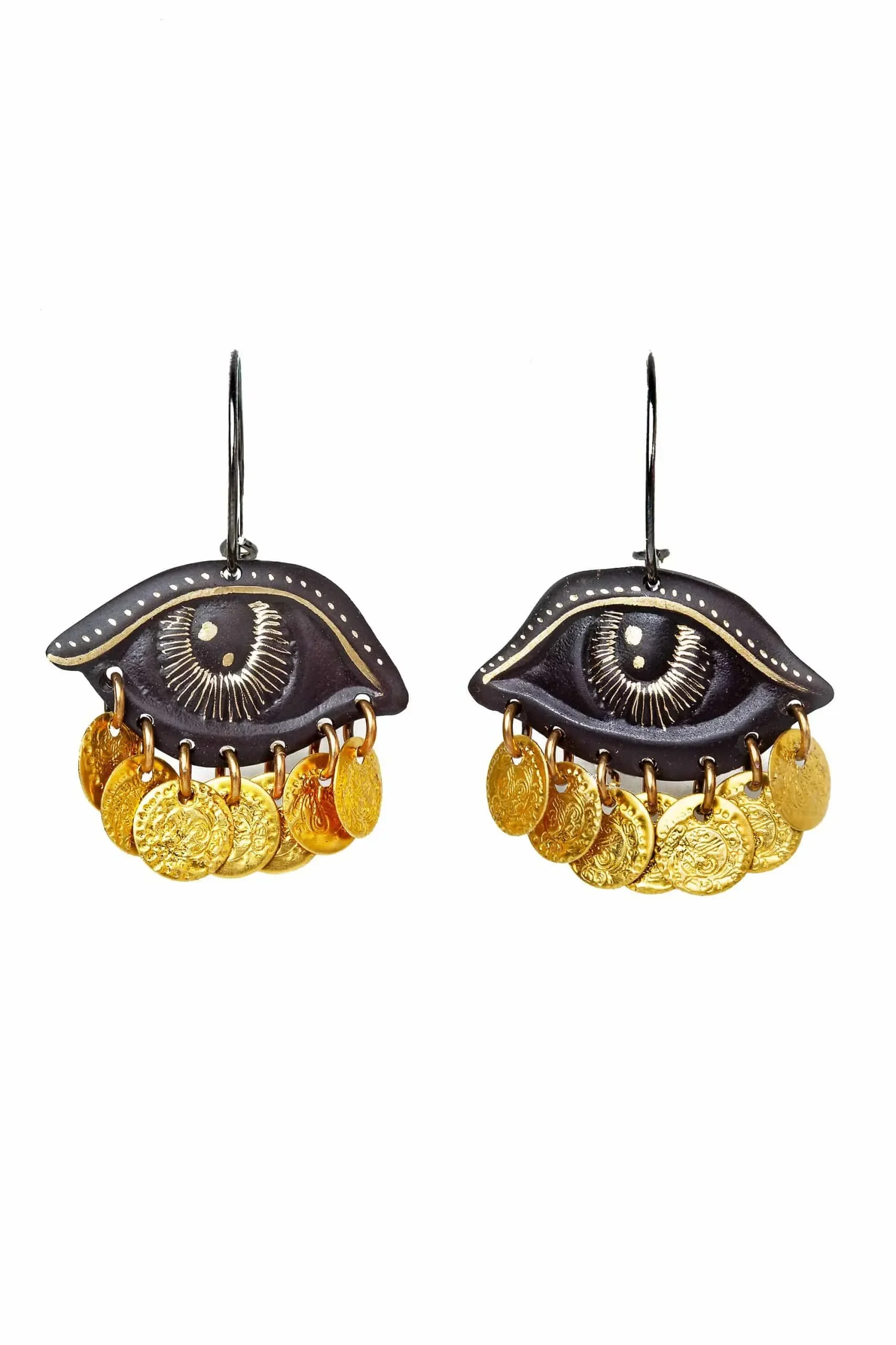 Handmade Jewellery | Eyes engraved silver and bronze earrings main