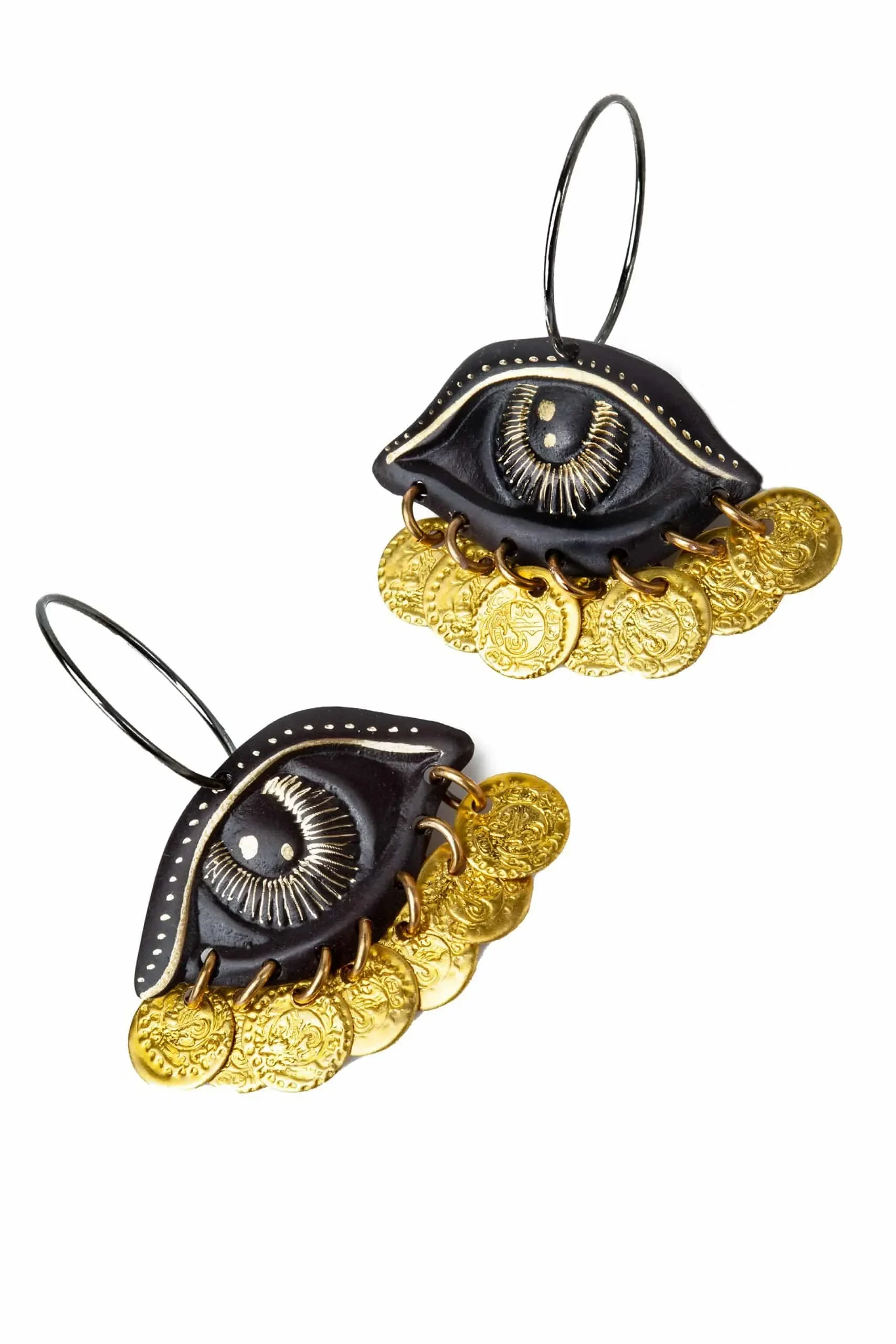 Handmade Jewellery | Eyes engraved silver and bronze earrings gallery 1