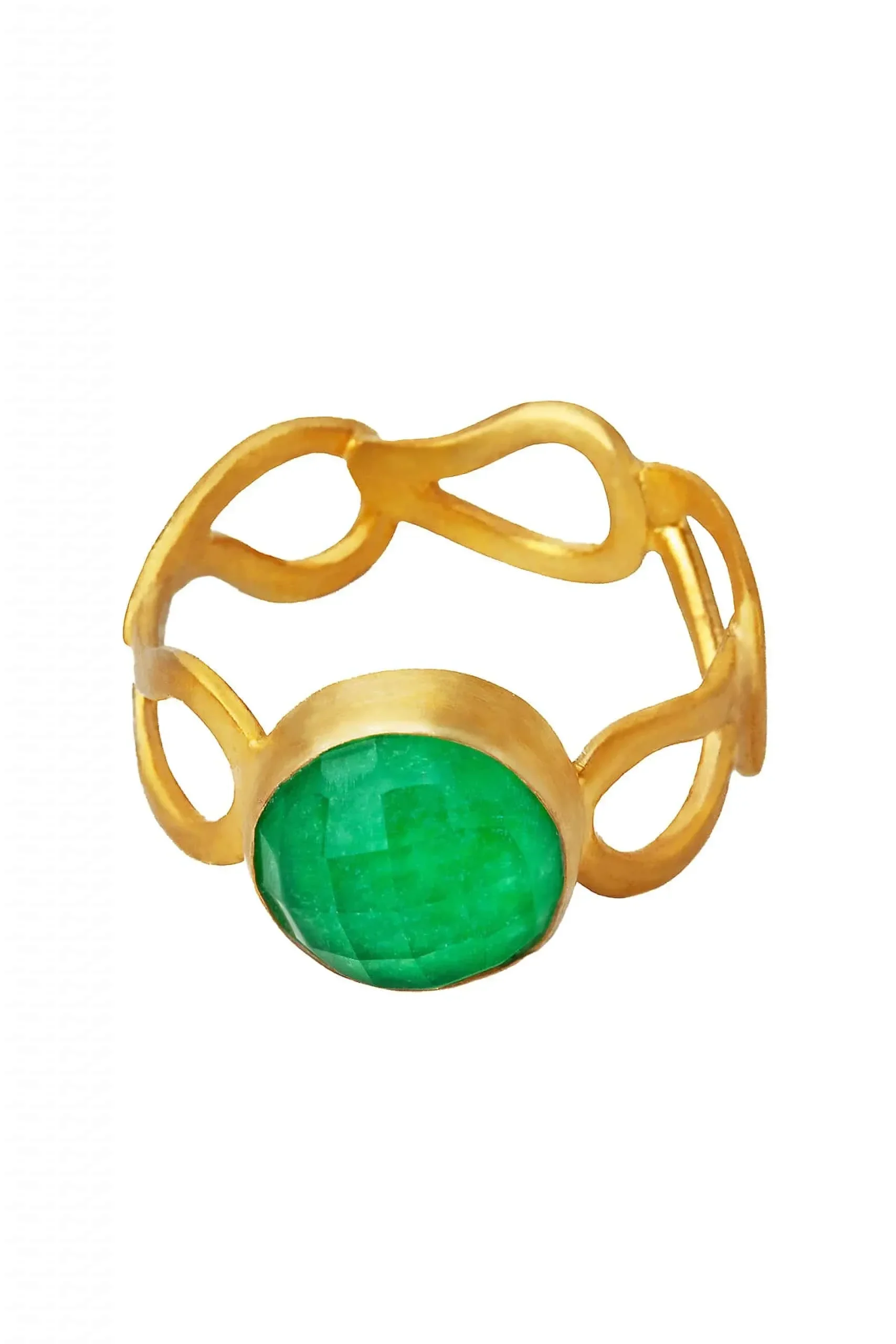 Handmade Jewellery | Jade paisley gold plated silver ring gallery 2