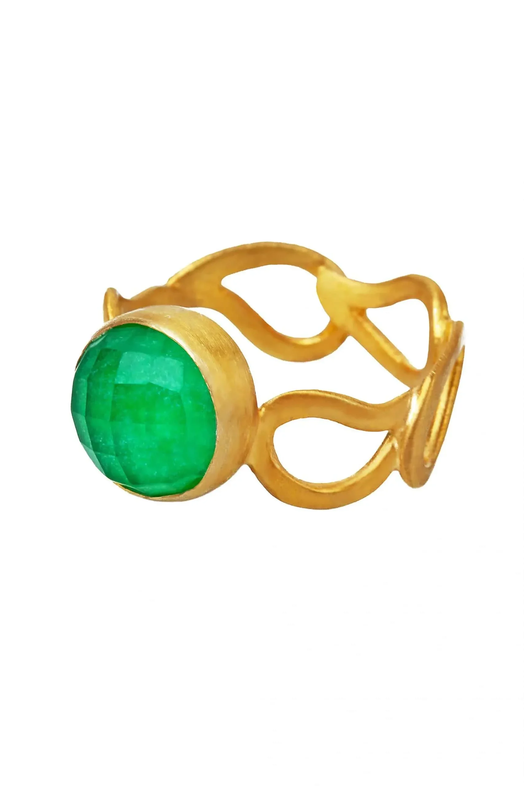 Handmade Jewellery | Jade paisley gold plated silver ring gallery 3