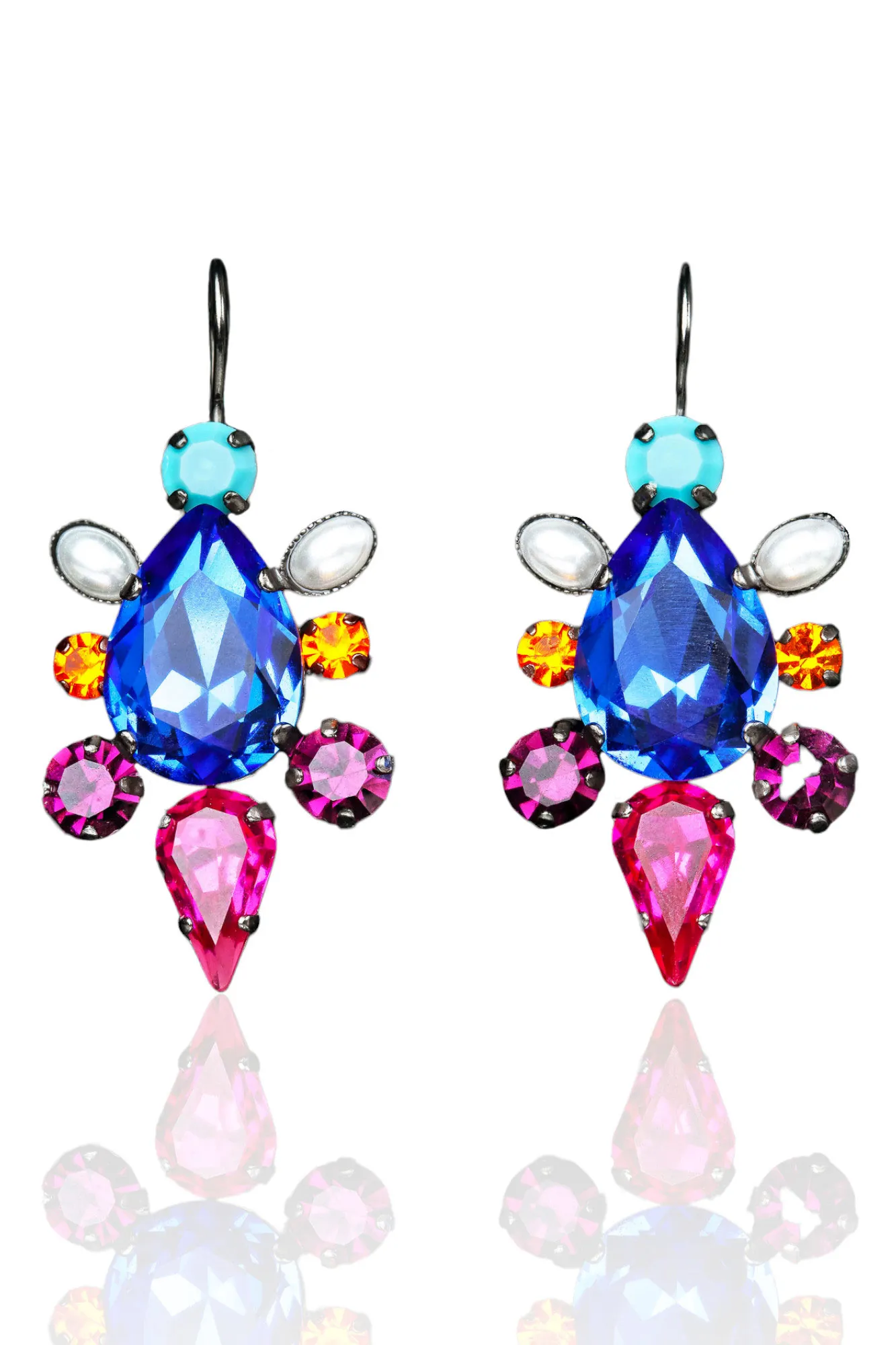 Handmade Jewellery | Colourful handmade earrings with Swarovski and pearls main