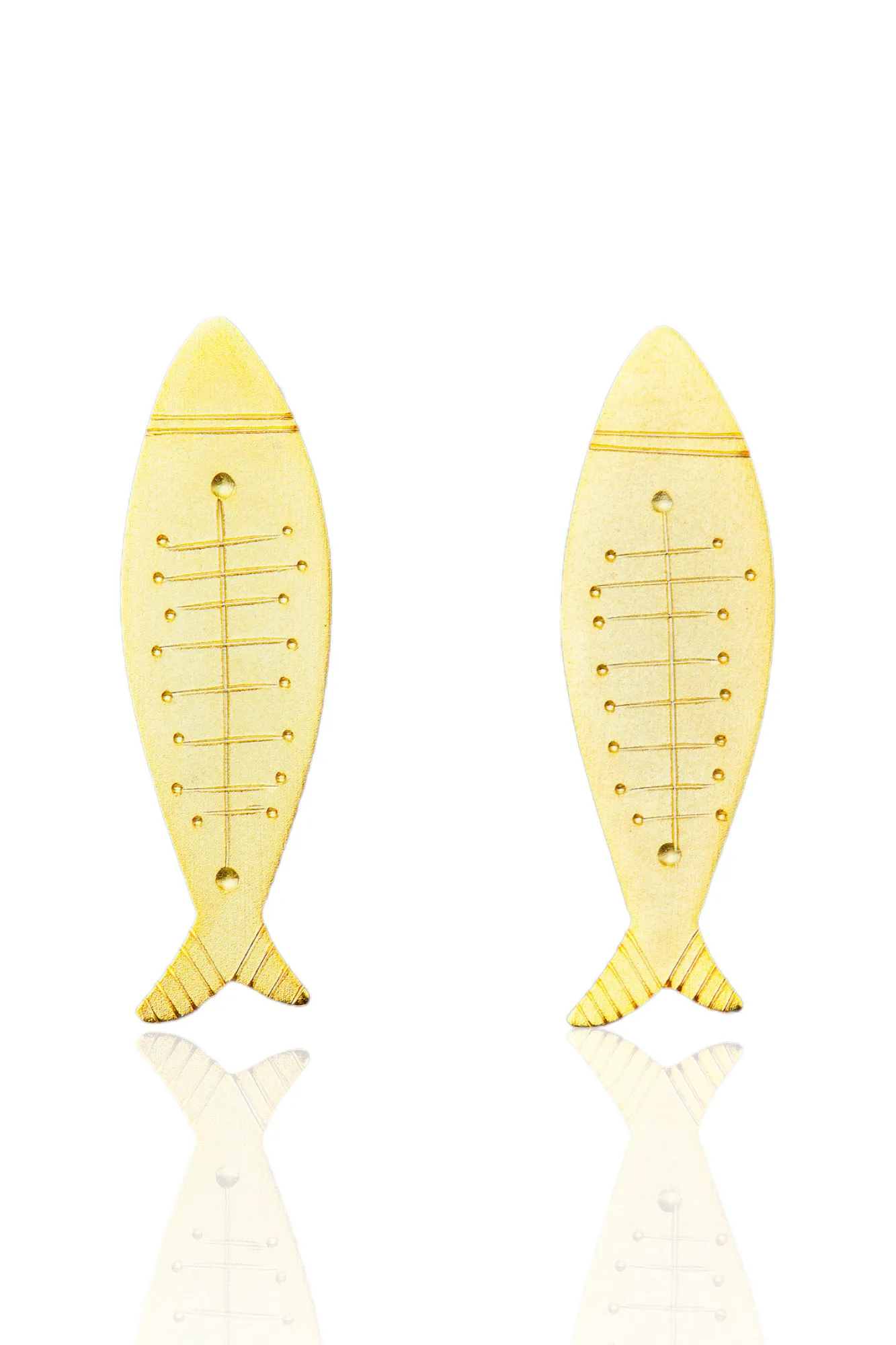 Handmade gold plated bronze fish earrings