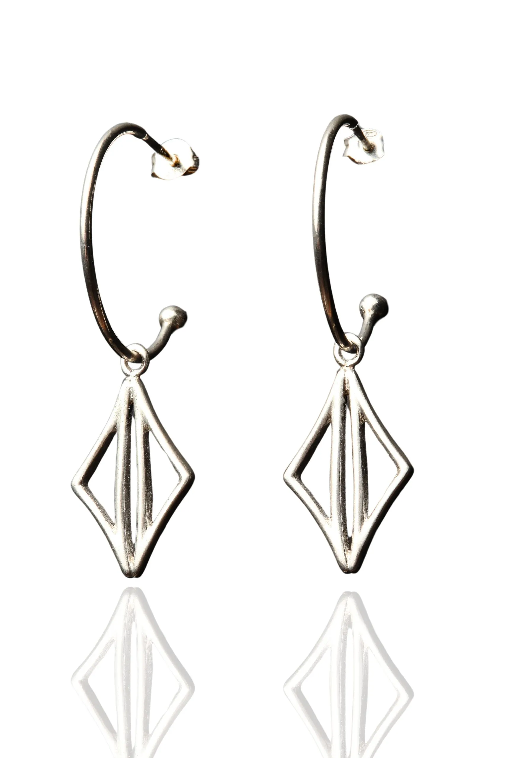 Geometric silver hoops