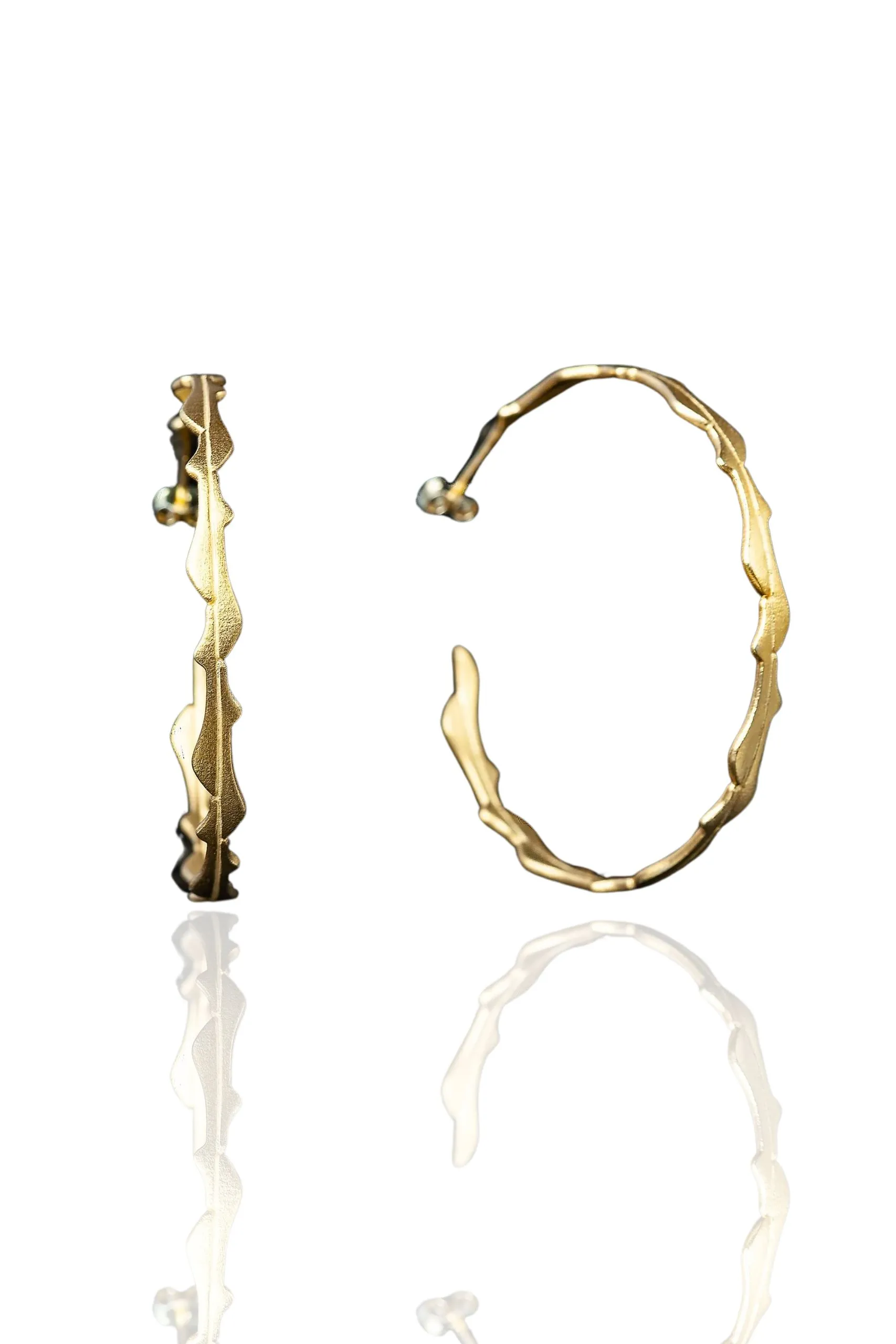 Handmade Jewellery | Wavy gold plated silver hoops main