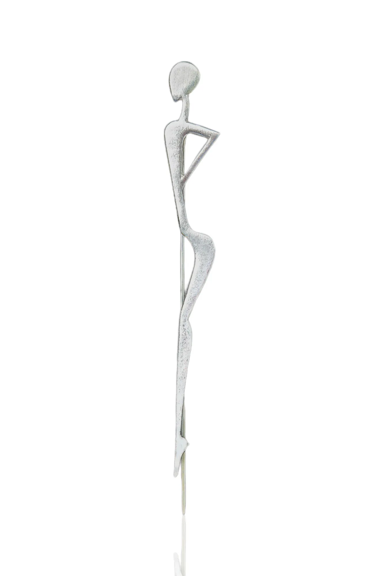 Figure minimal silver brooch