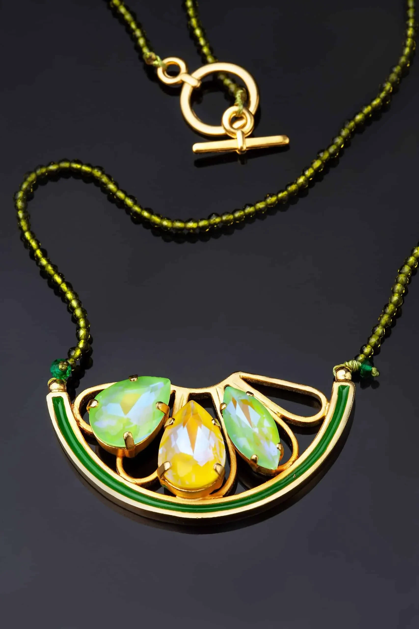 Handmade Jewellery | Lemon handmade gold plated necklace with Swarovski gallery 1