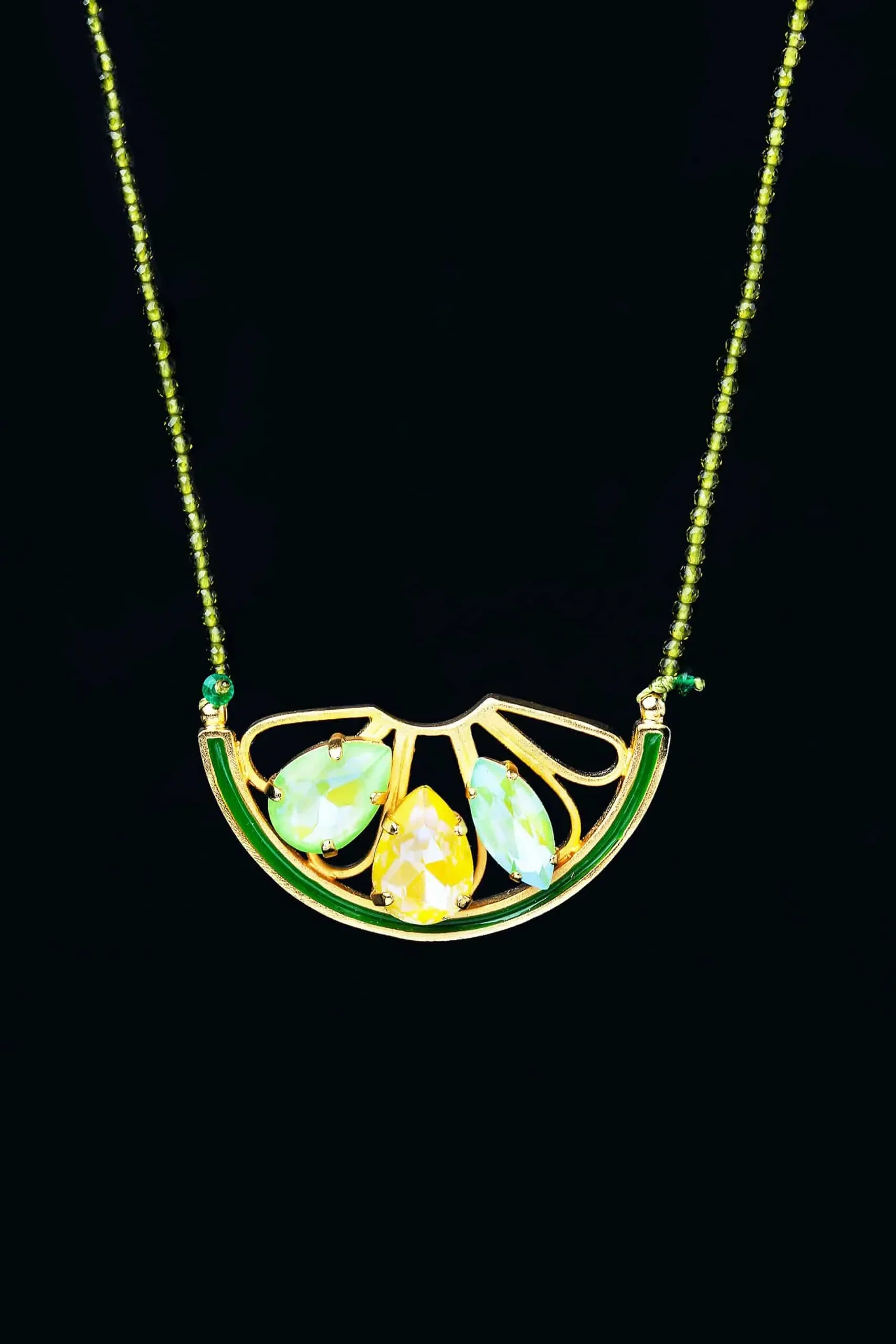 Handmade Jewellery | Lemon handmade gold plated necklace with Swarovski gallery 3