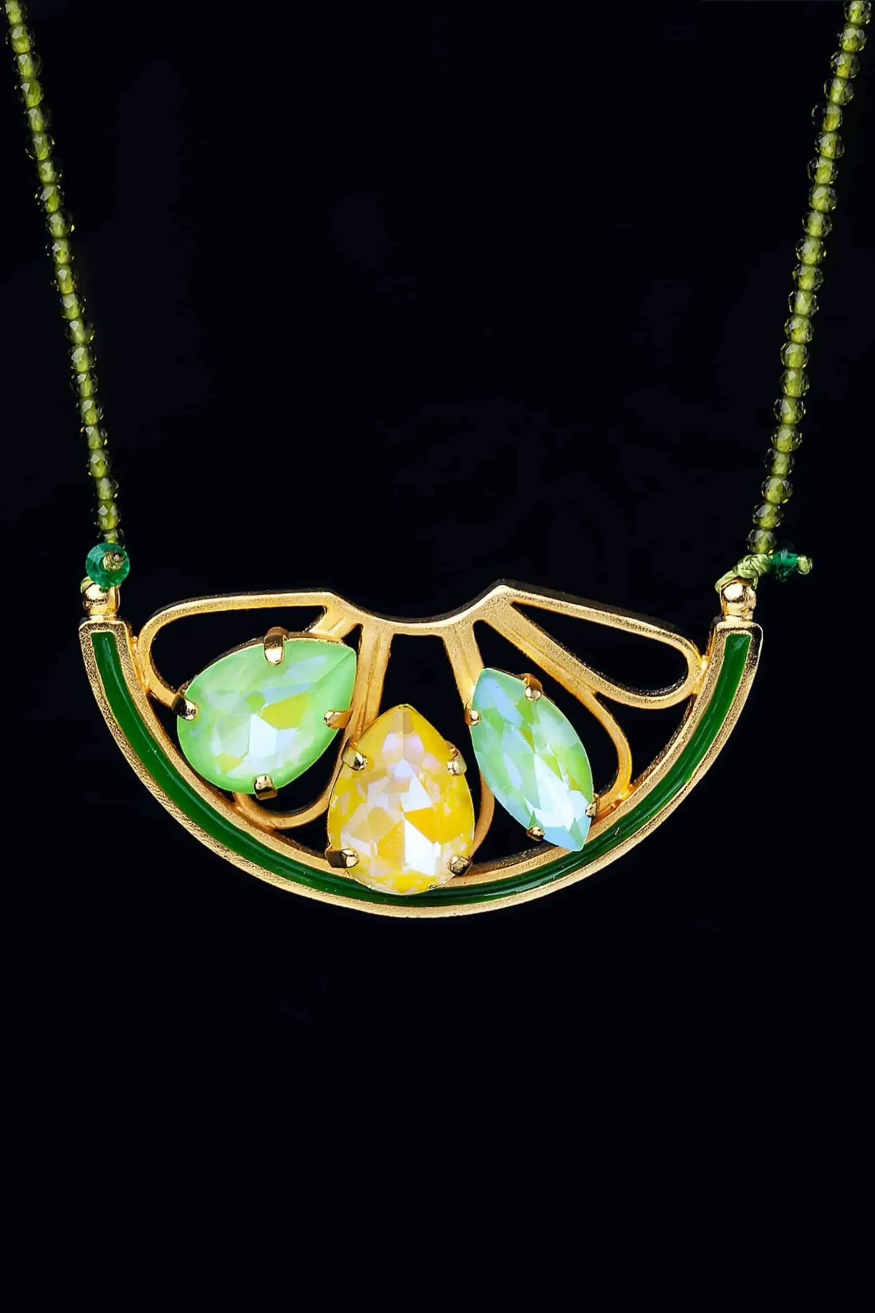 Handmade Jewellery | Lemon handmade gold plated necklace with Swarovski gallery 2