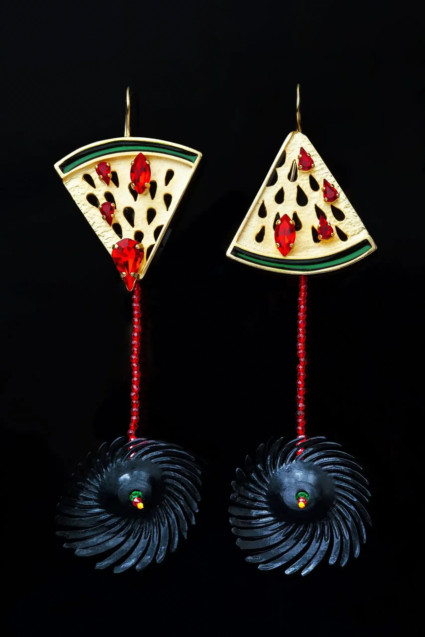 Handmade Jewellery | Watermelon handmade silver and bronze earrings gallery 1