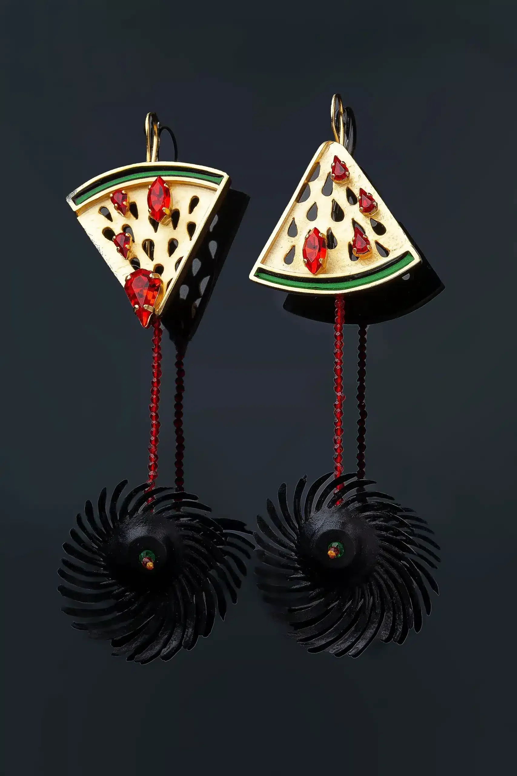 Handmade Jewellery | Watermelon handmade silver and bronze earrings gallery 2