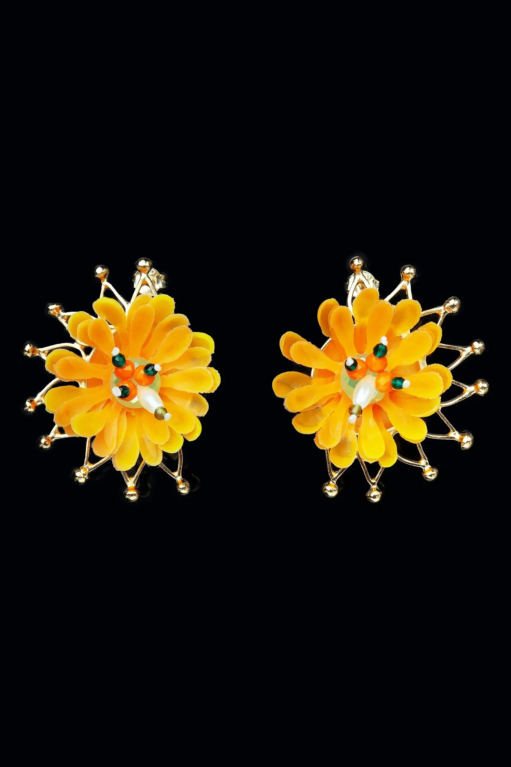 Handmade Jewellery | Handmade flowers gold plated earrings gallery 2