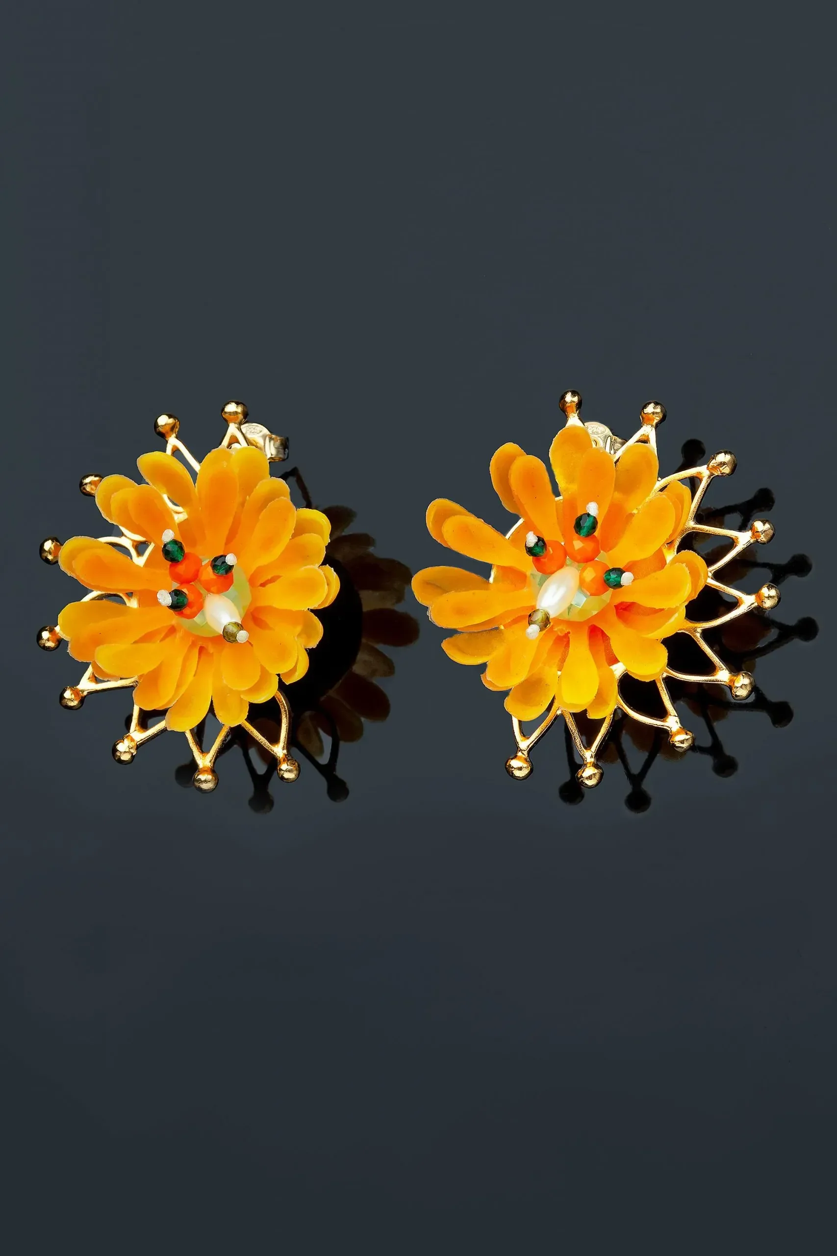 Handmade Jewellery | Handmade flowers gold plated earrings gallery 1