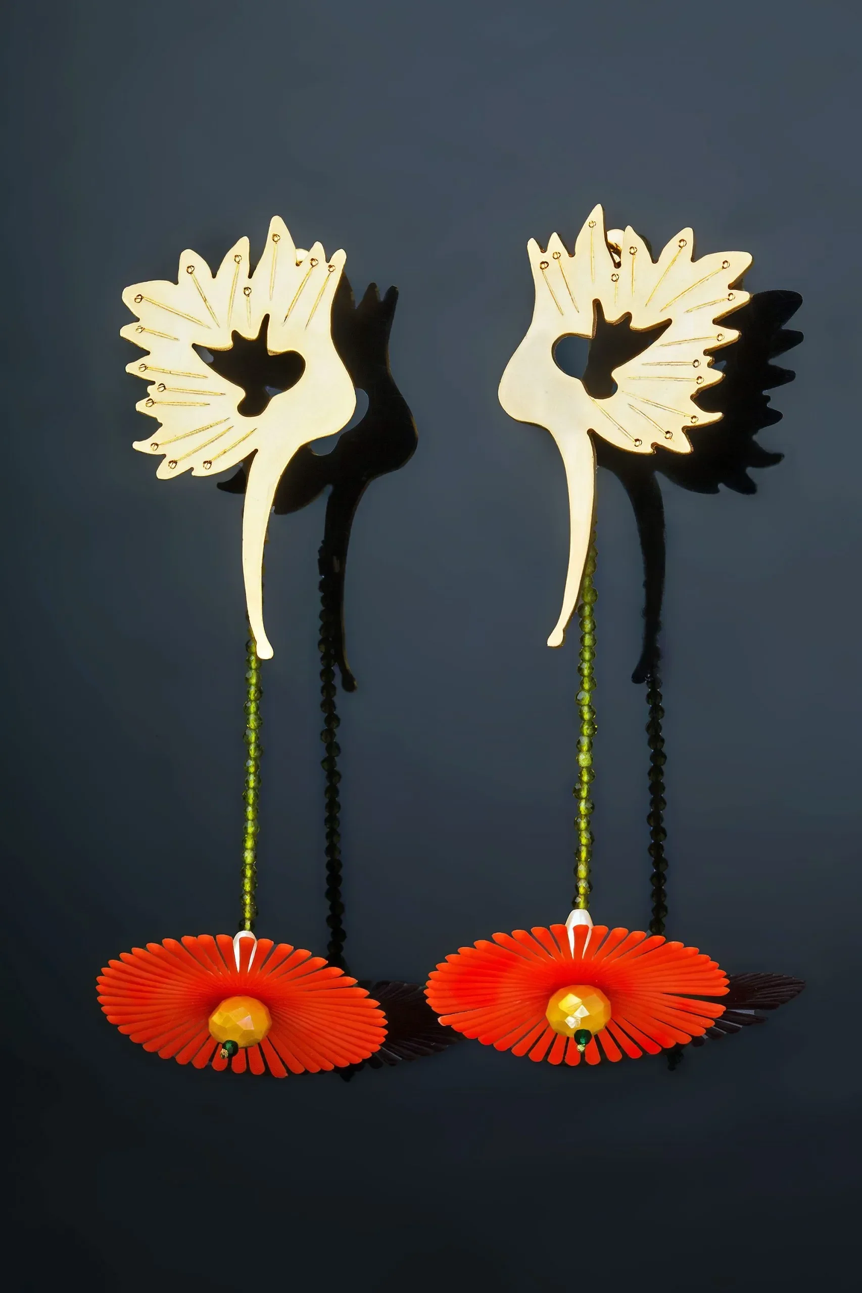 Handmade Jewellery | Birds handmade gold plated bronze earrings gallery 2