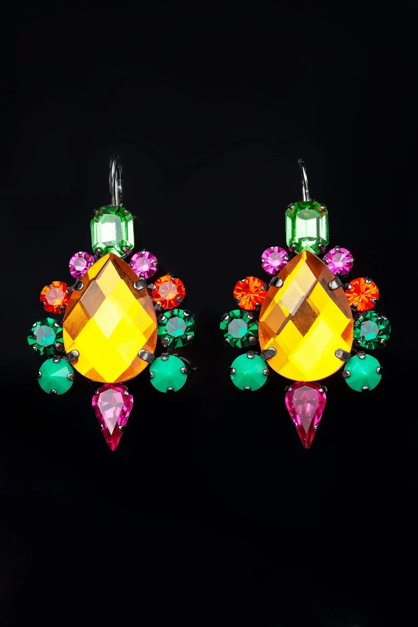 Handmade Jewellery | Colourful handmade bronze earrings with Swarovski gallery 1