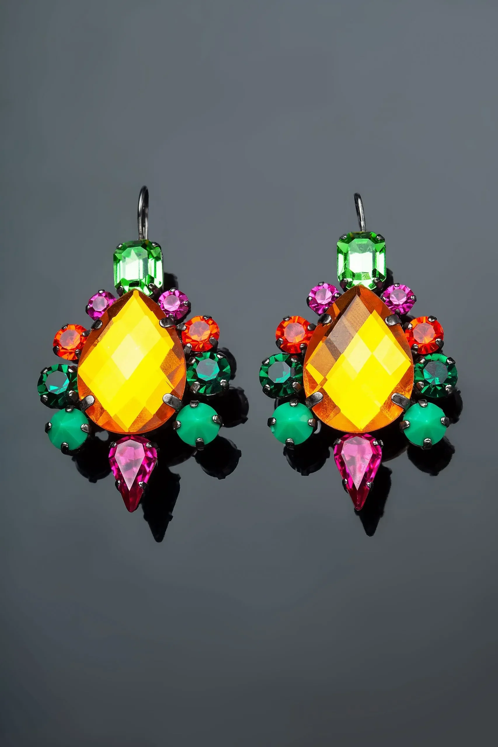 Handmade Jewellery | Colourful handmade bronze earrings with Swarovski gallery 2