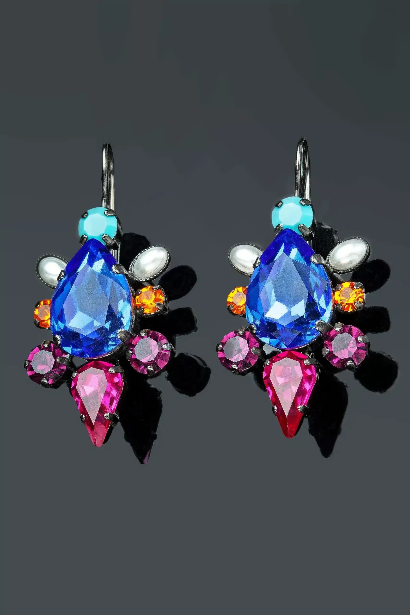 Handmade Jewellery | Colourful handmade earrings with Swarovski and pearls gallery 2