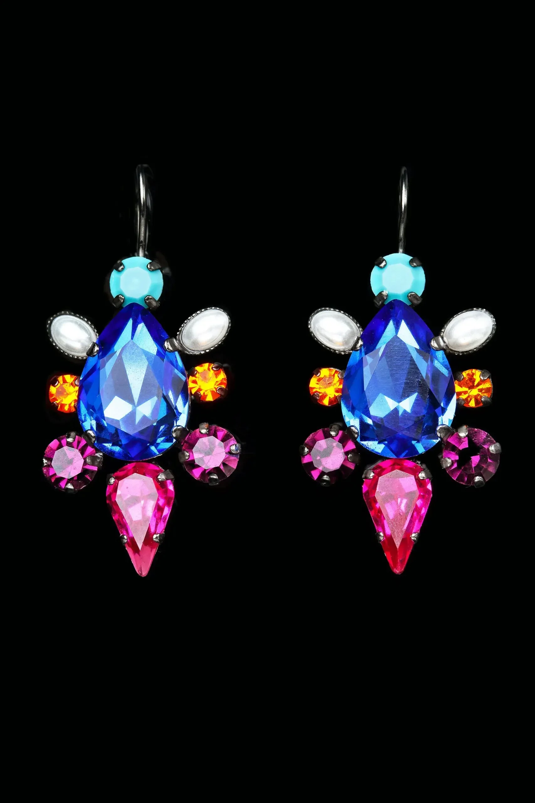 Handmade Jewellery | Colourful handmade earrings with Swarovski and pearls gallery 1