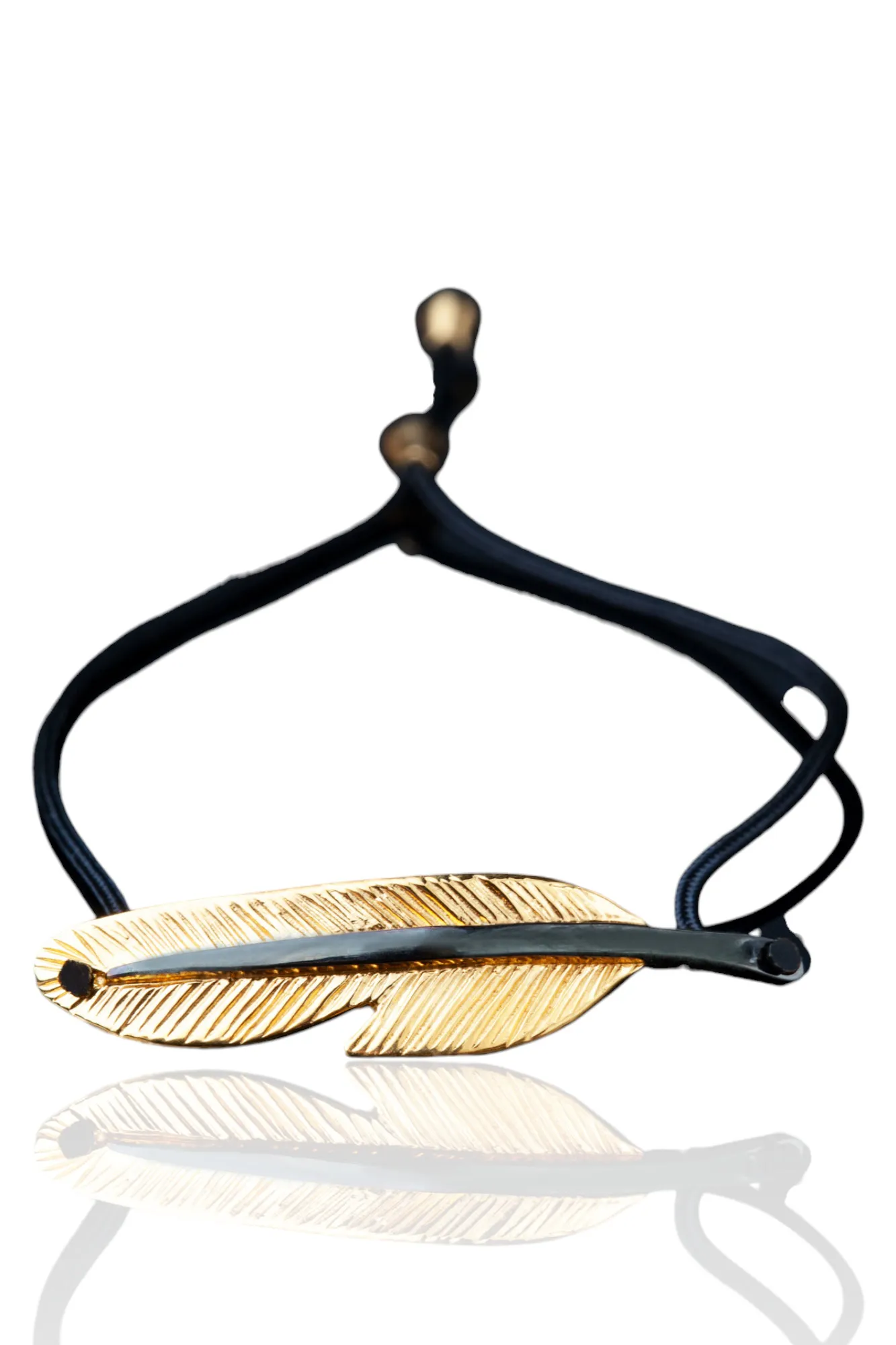 Handmade Jewellery | Feather gold and black plated silver bracelet main