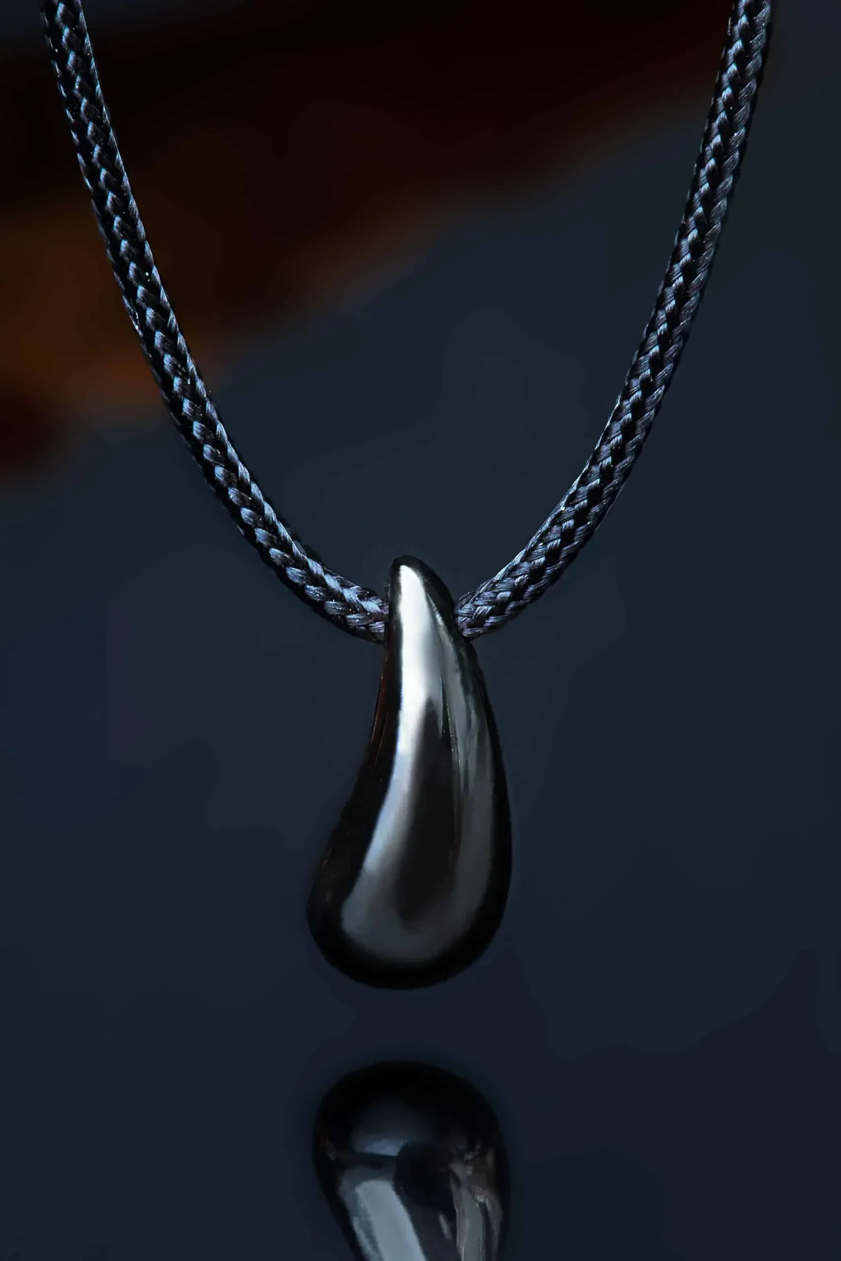 Handmade Jewellery | Drop black plated silver necklace gallery 1