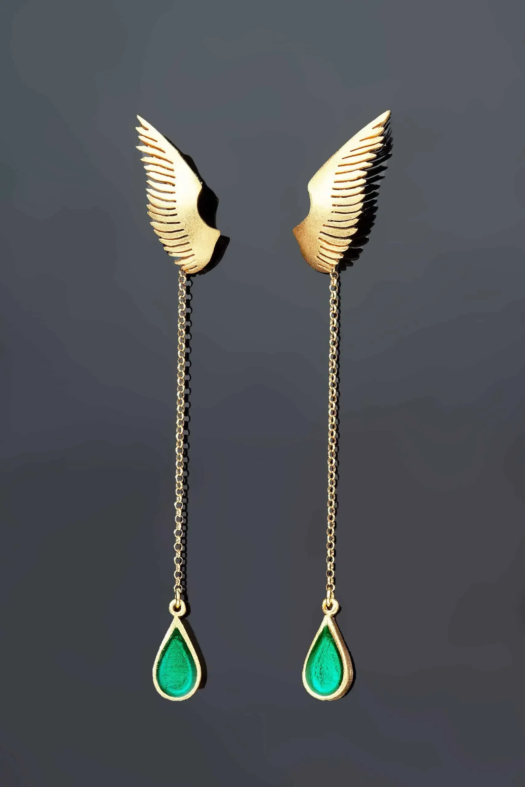 Handmade Jewellery | Wings gold plated silver earrings gallery 2