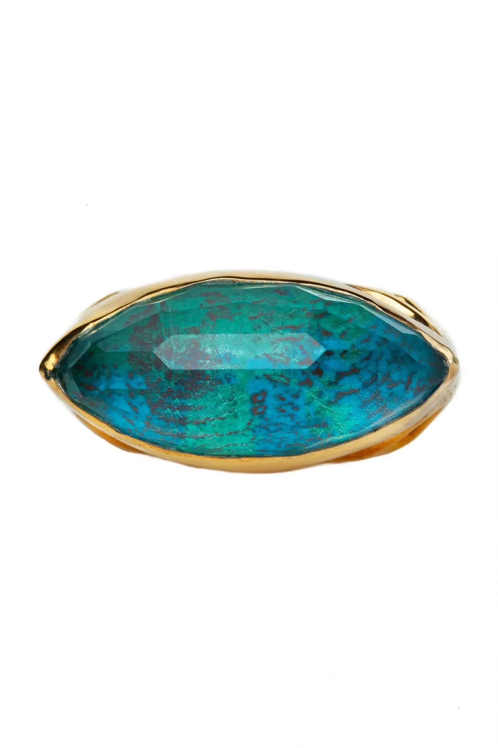 Handmade Jewellery | Chrysocolla gold plated silver ring gallery 3