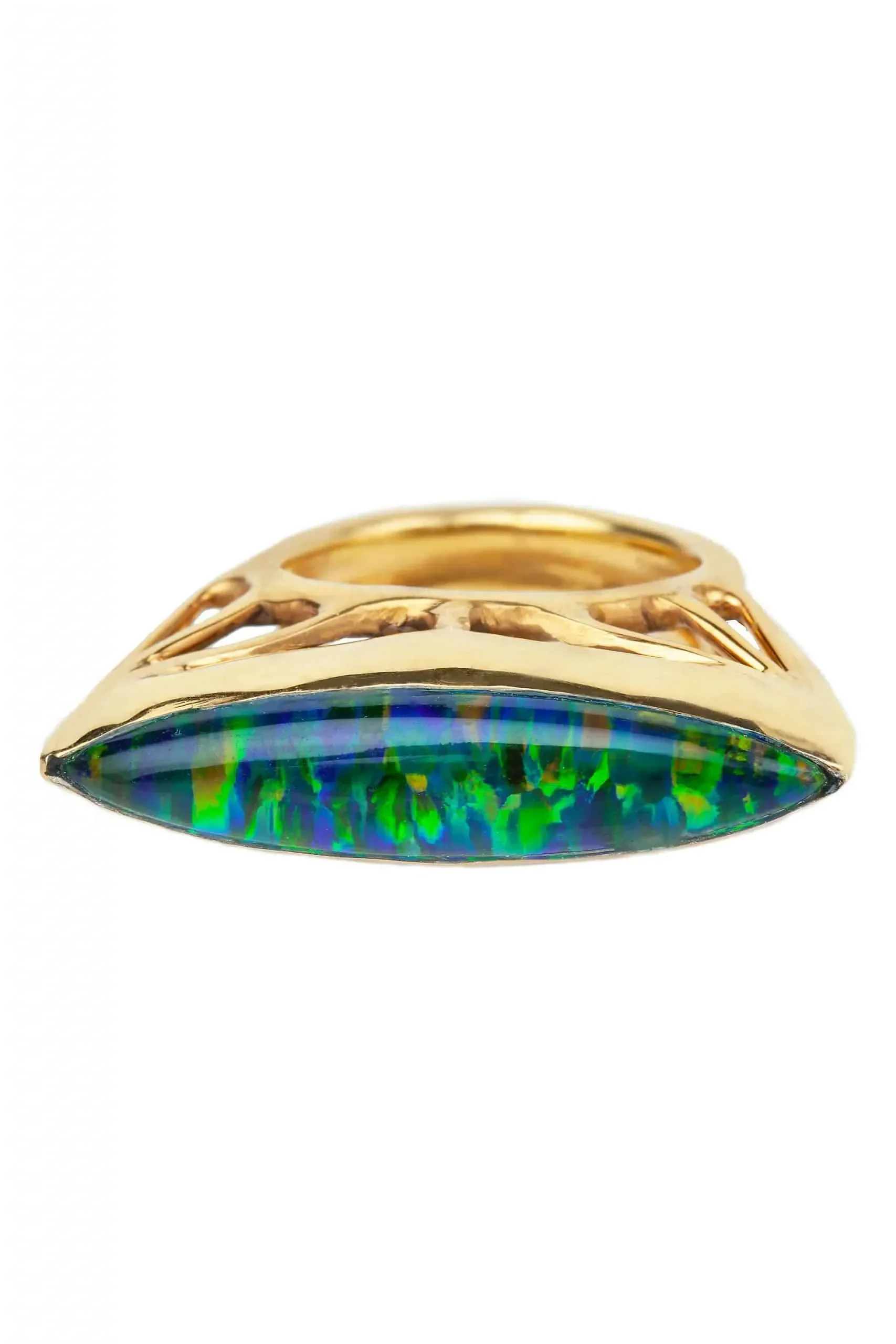 Handmade Jewellery | Azurite and Malachite gold plated silver ring gallery 1