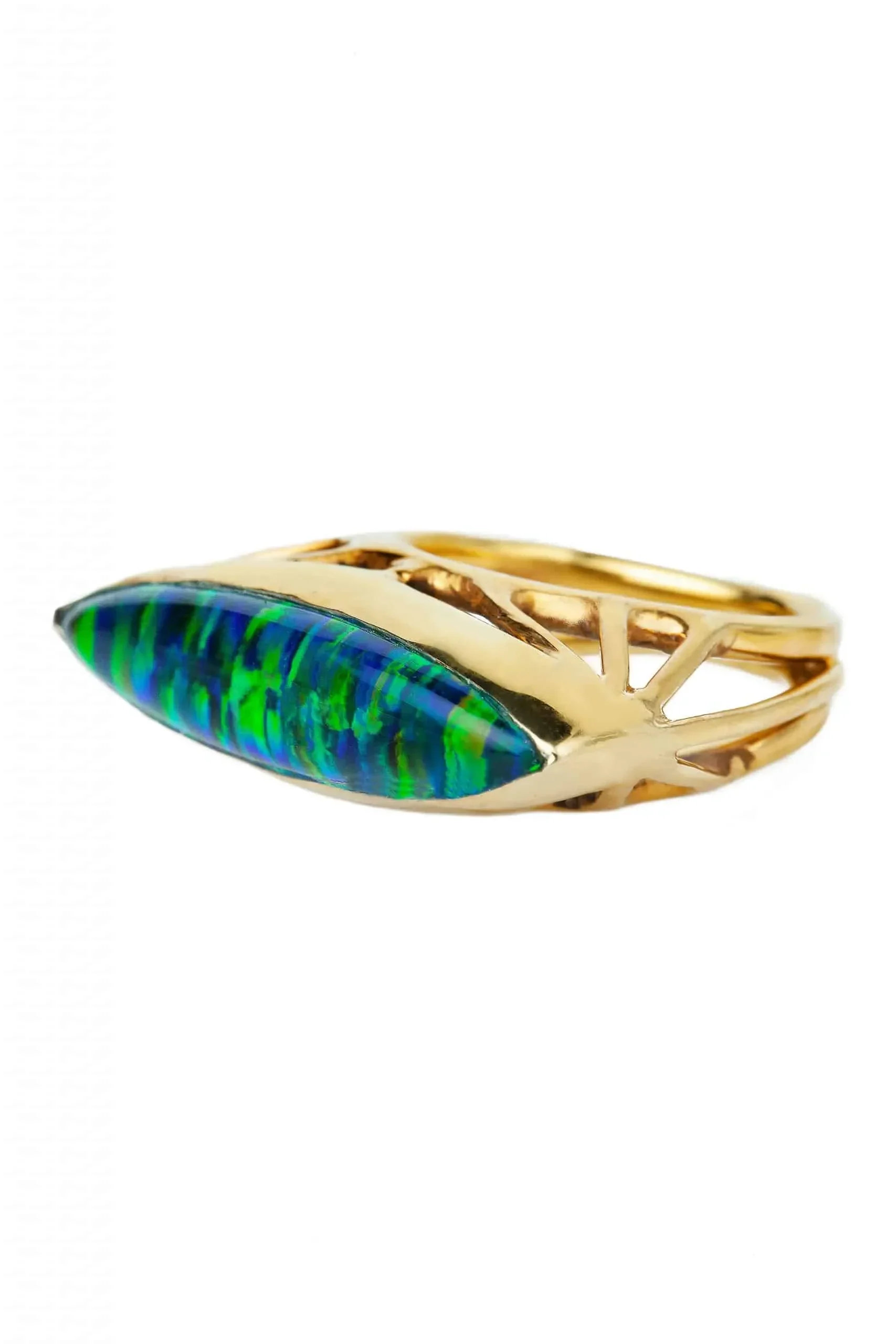 Handmade Jewellery | Azurite and Malachite gold plated silver ring gallery 2