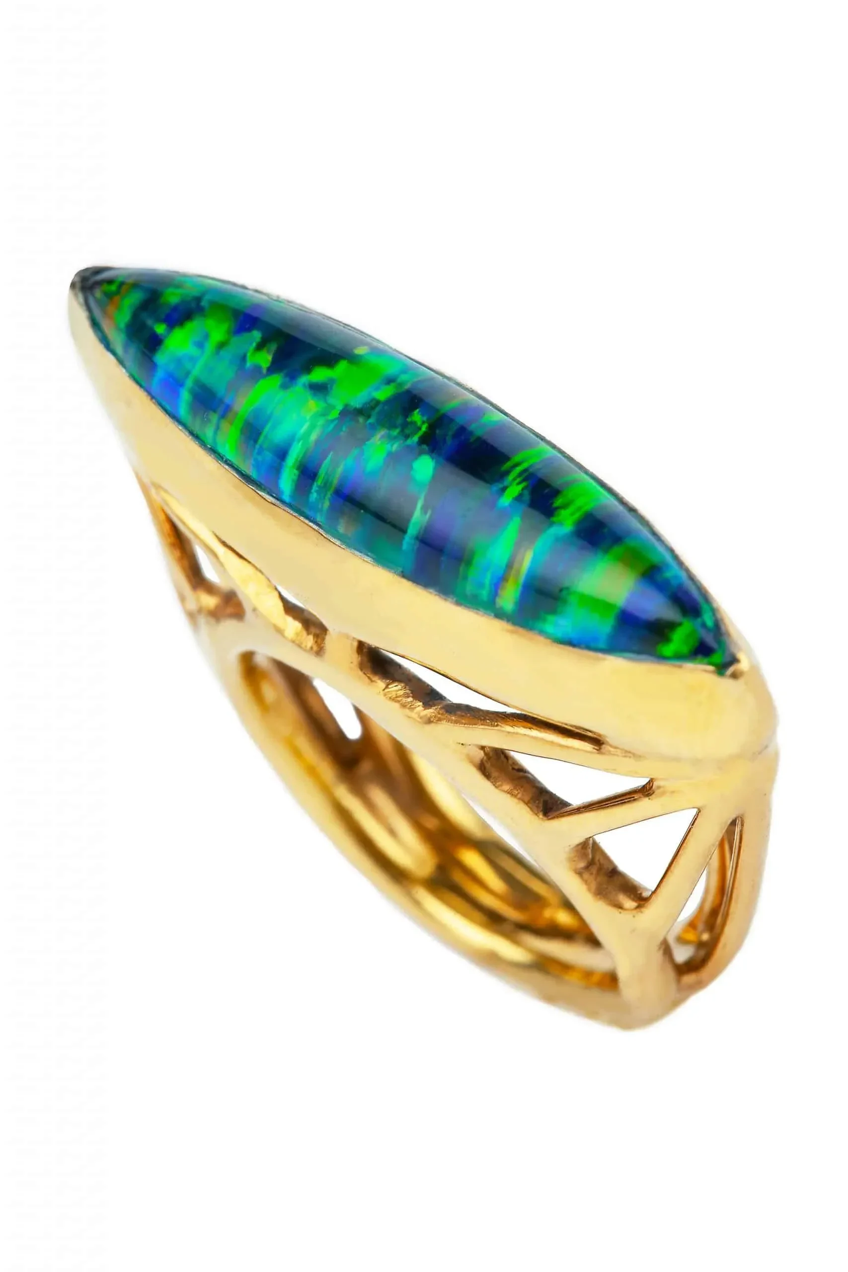 Handmade Jewellery | Azurite and Malachite gold plated silver ring gallery 5