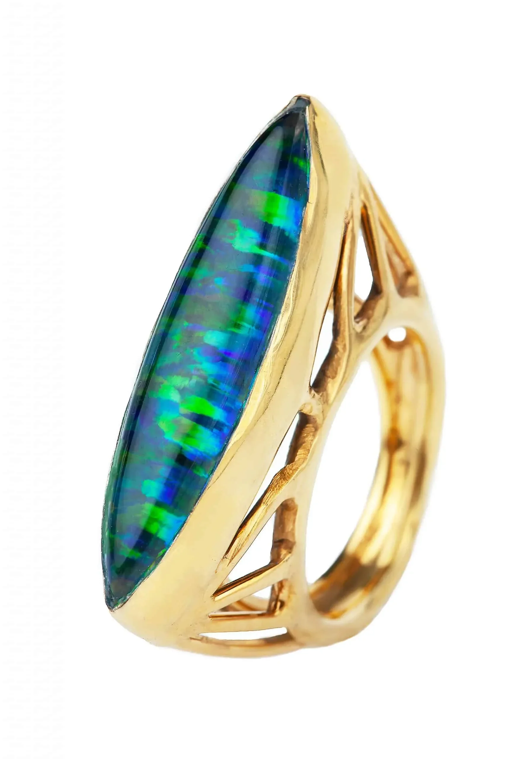 Handmade Jewellery | Azurite and Malachite gold plated silver ring main