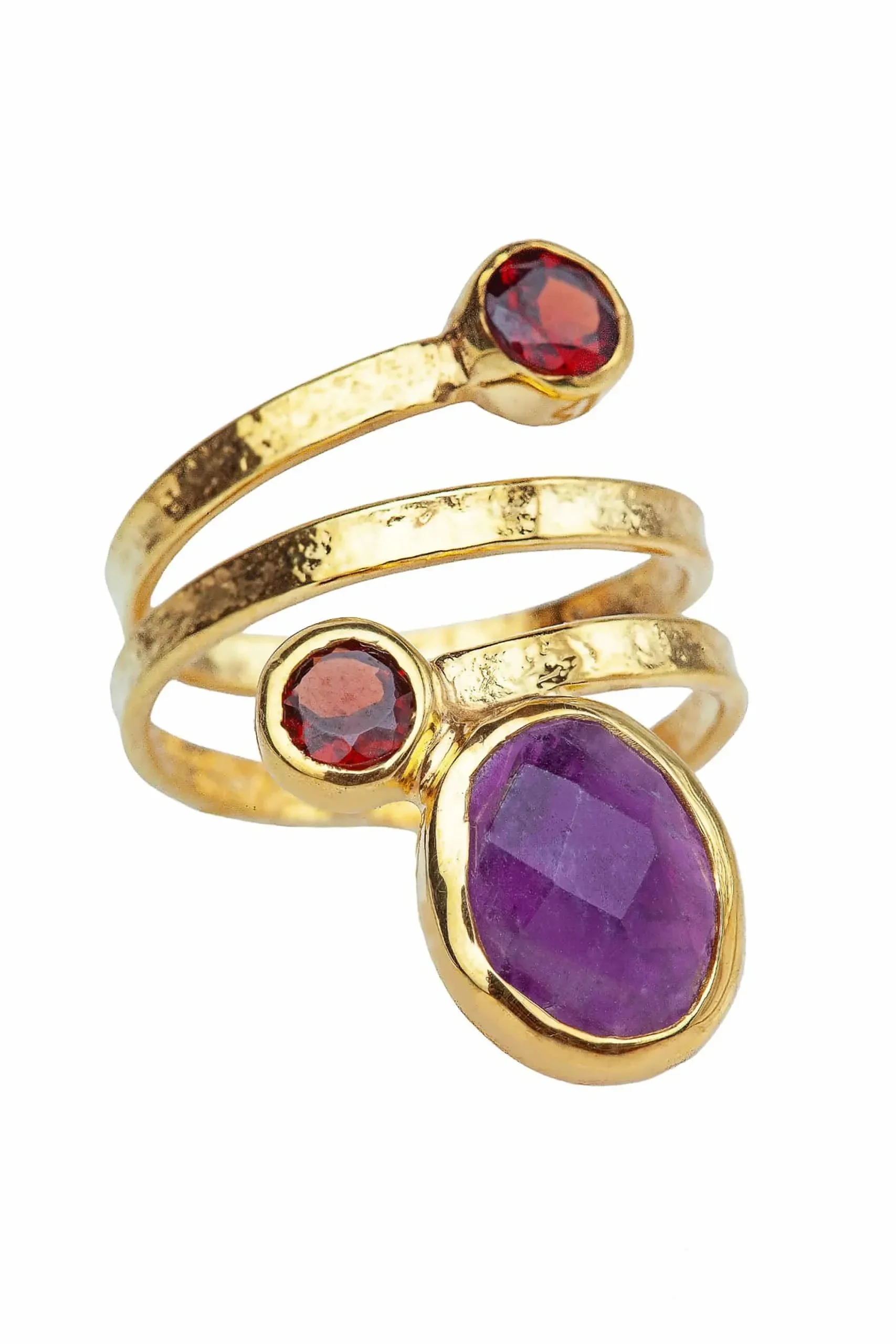 Handmade Jewellery | Amethyst gold plated silver ring gallery 1