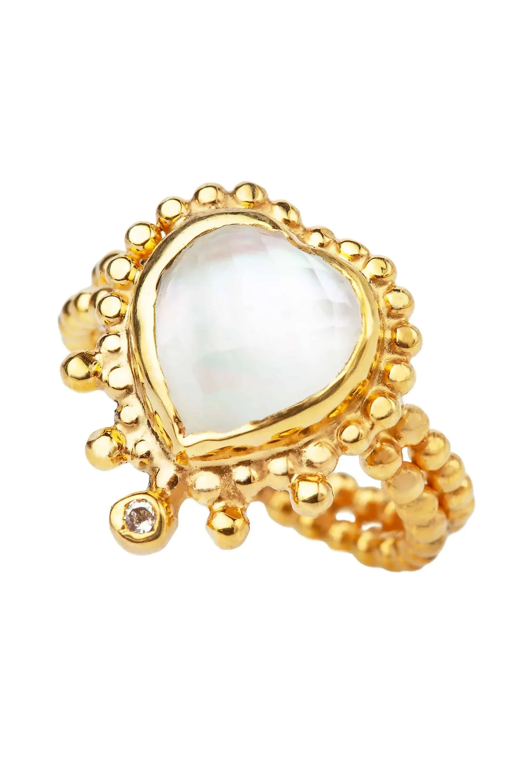 Handmade Jewellery | Heart mother of pearl gold plated silver ring gallery 3