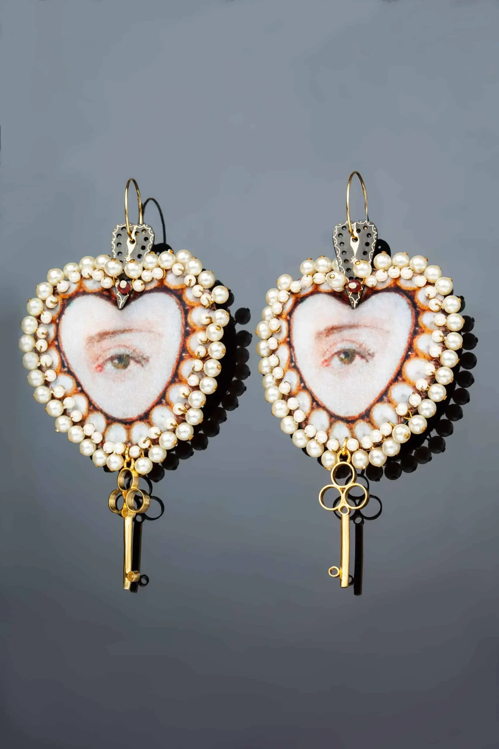 Handmade Jewellery | Hearts unique handmade earrings with pearls gallery 2