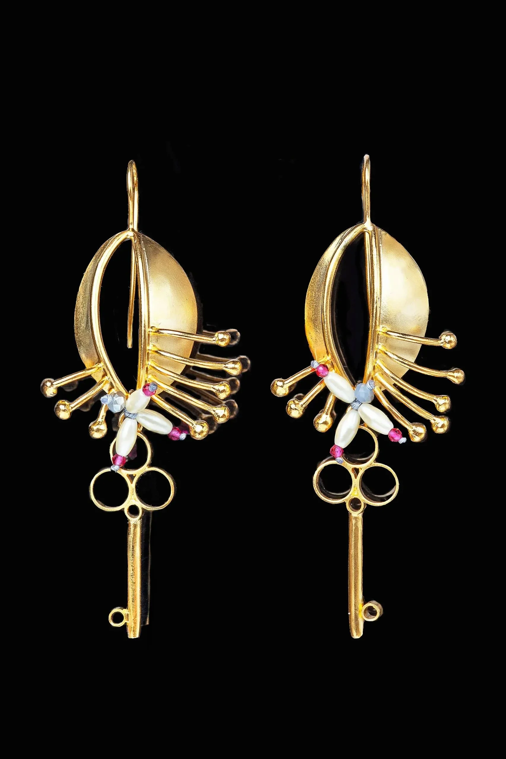 Handmade Jewellery | Eyes handmade gold plated bronze earrings gallery 1